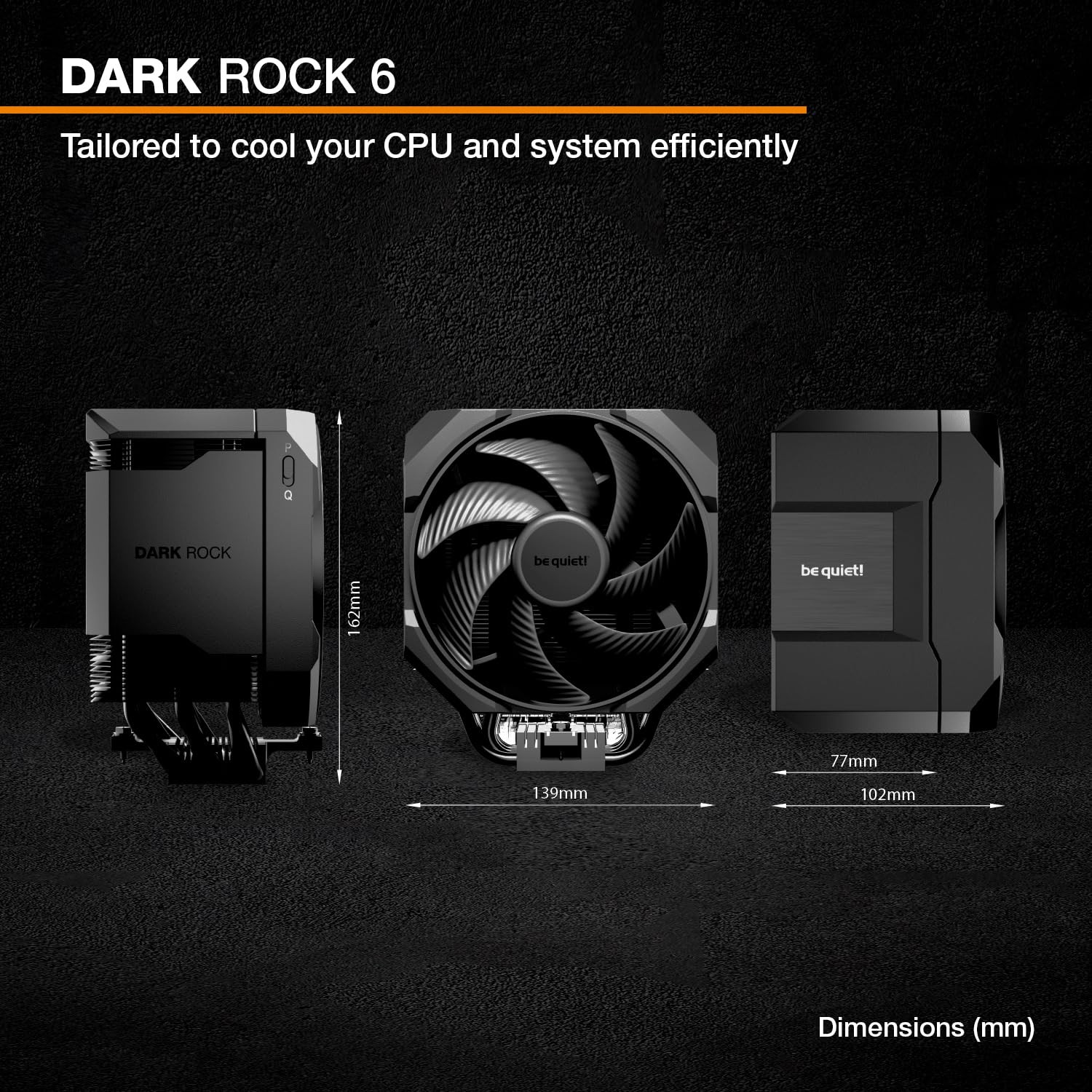 be quiet! Dark Rock 6 Air Cooler, High CPU Cooling Performance, Semi-Passive Qui