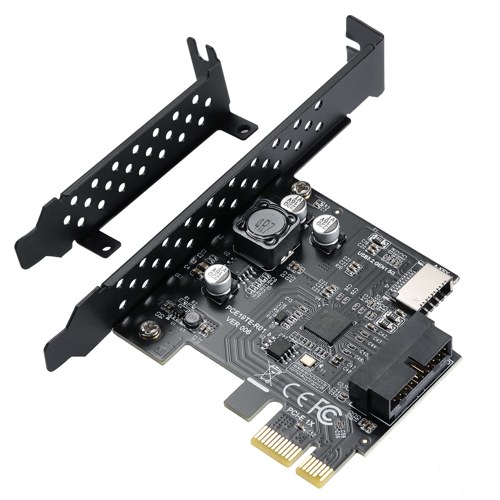 PCIE Expansion Card, USB 3.2 GEN1 5Gbps, Type E Key A, USB 3.0 19pin, Front