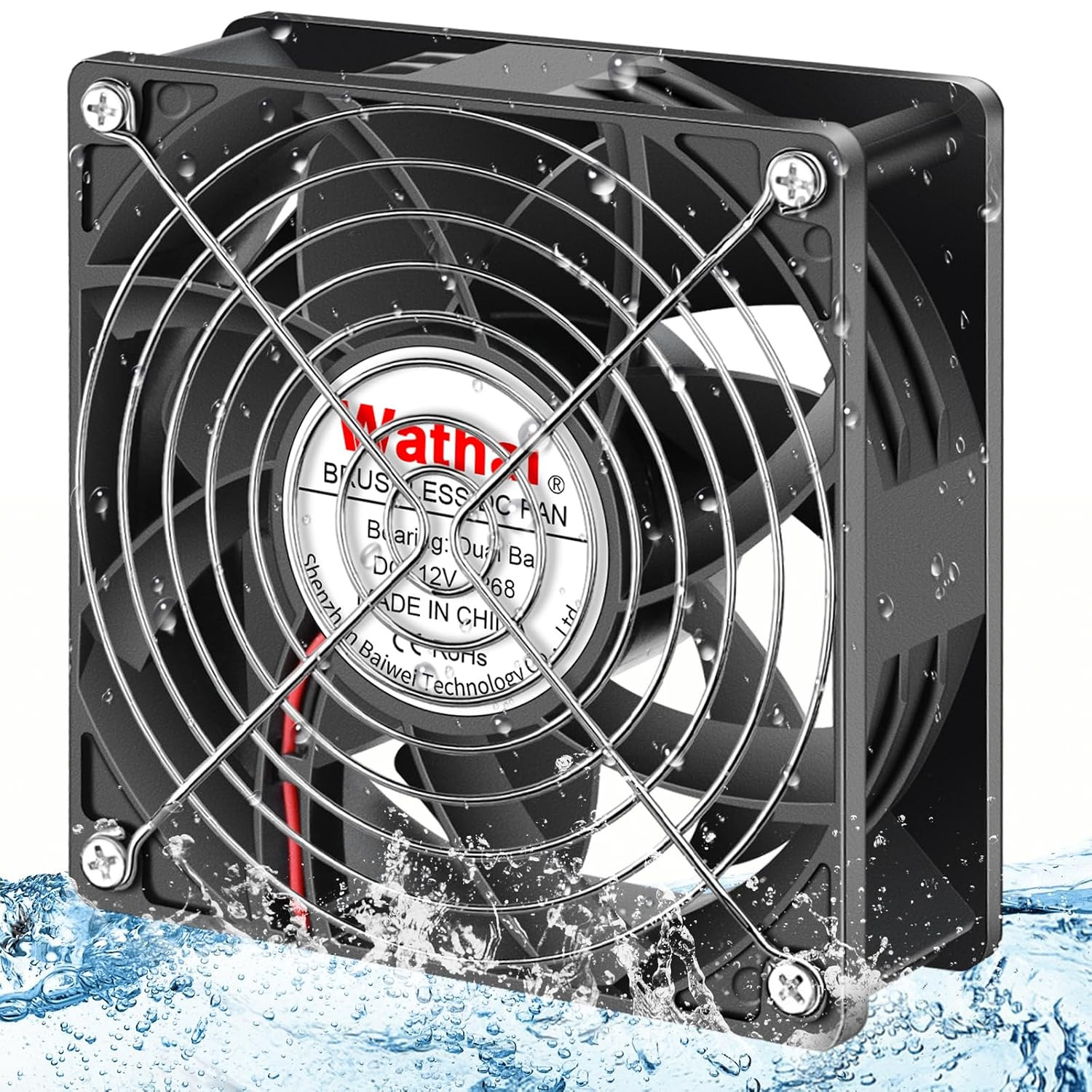 120Mm X 38Mm 12V DC IP68 Waterproof Exhaust Fan, Dual Ball Bearing, 116 CFM, 300
