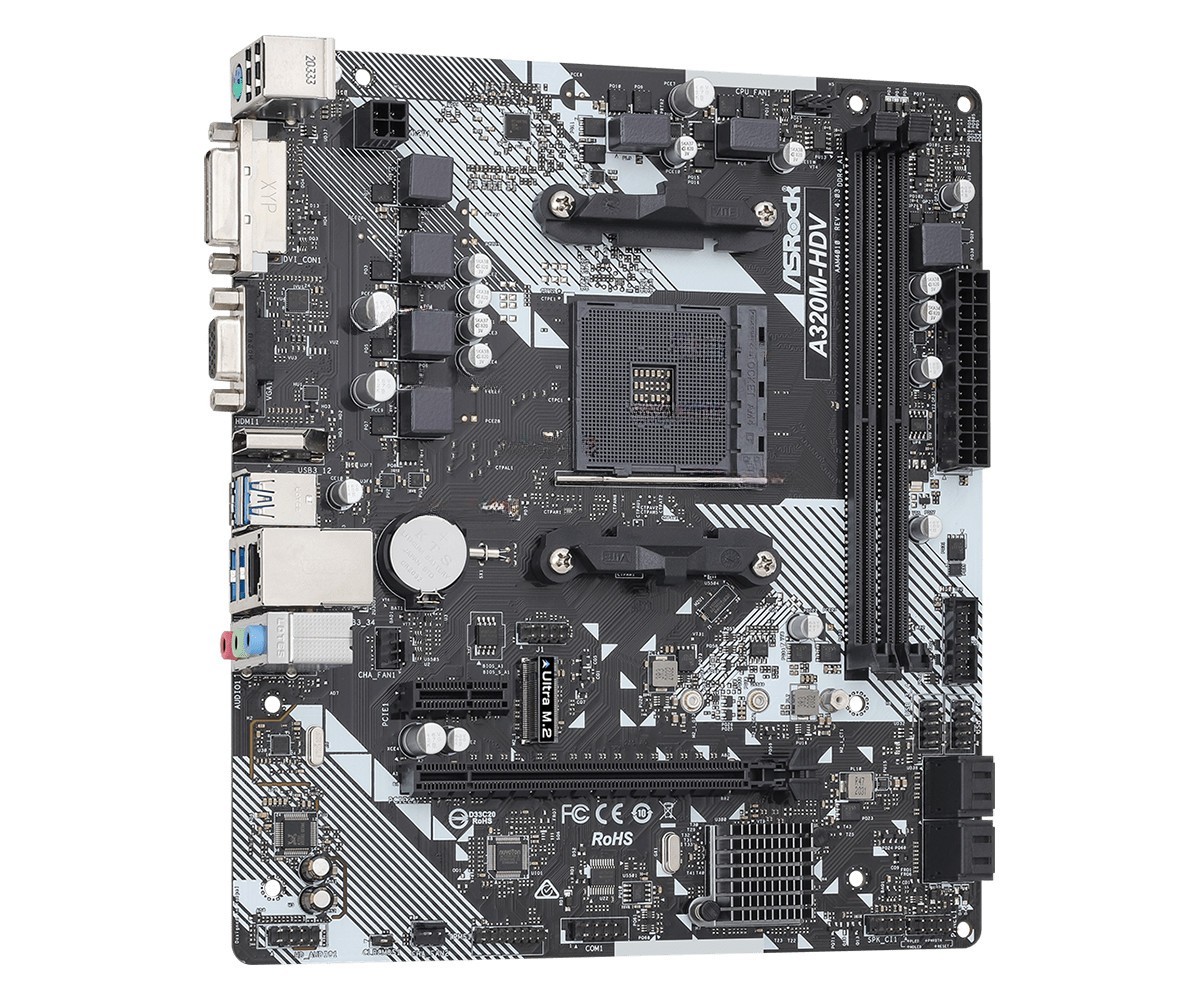 ASRock A320M-HDV R4.0 AM4 A320 SATA3 1 Ultra M.2 USB 3.1 HDMI M-ATX Motherboard-