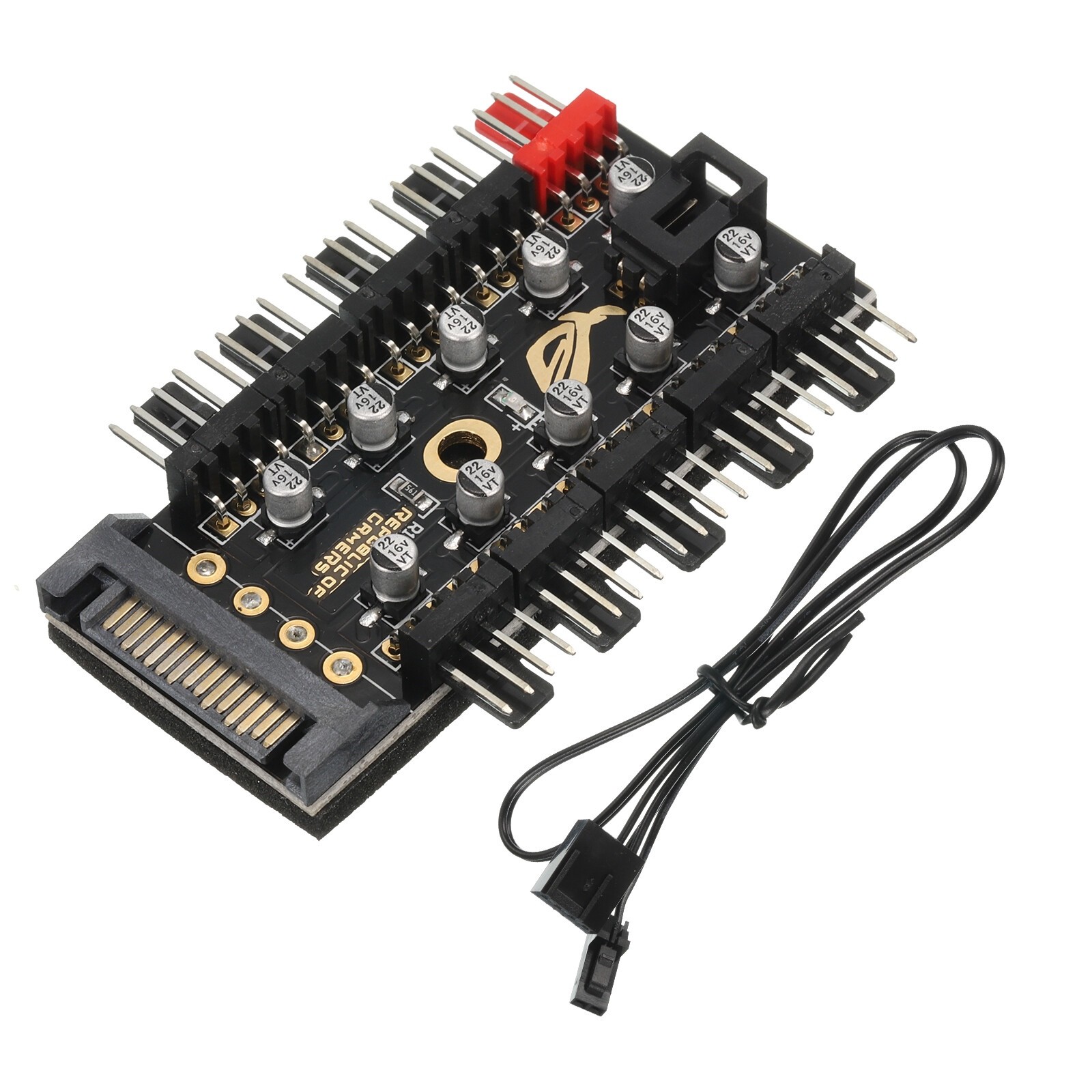 10 Port 4Pin Case Fan Hub, PWM Splitter for 12V 3Pin/4Pin Computer Case Fan