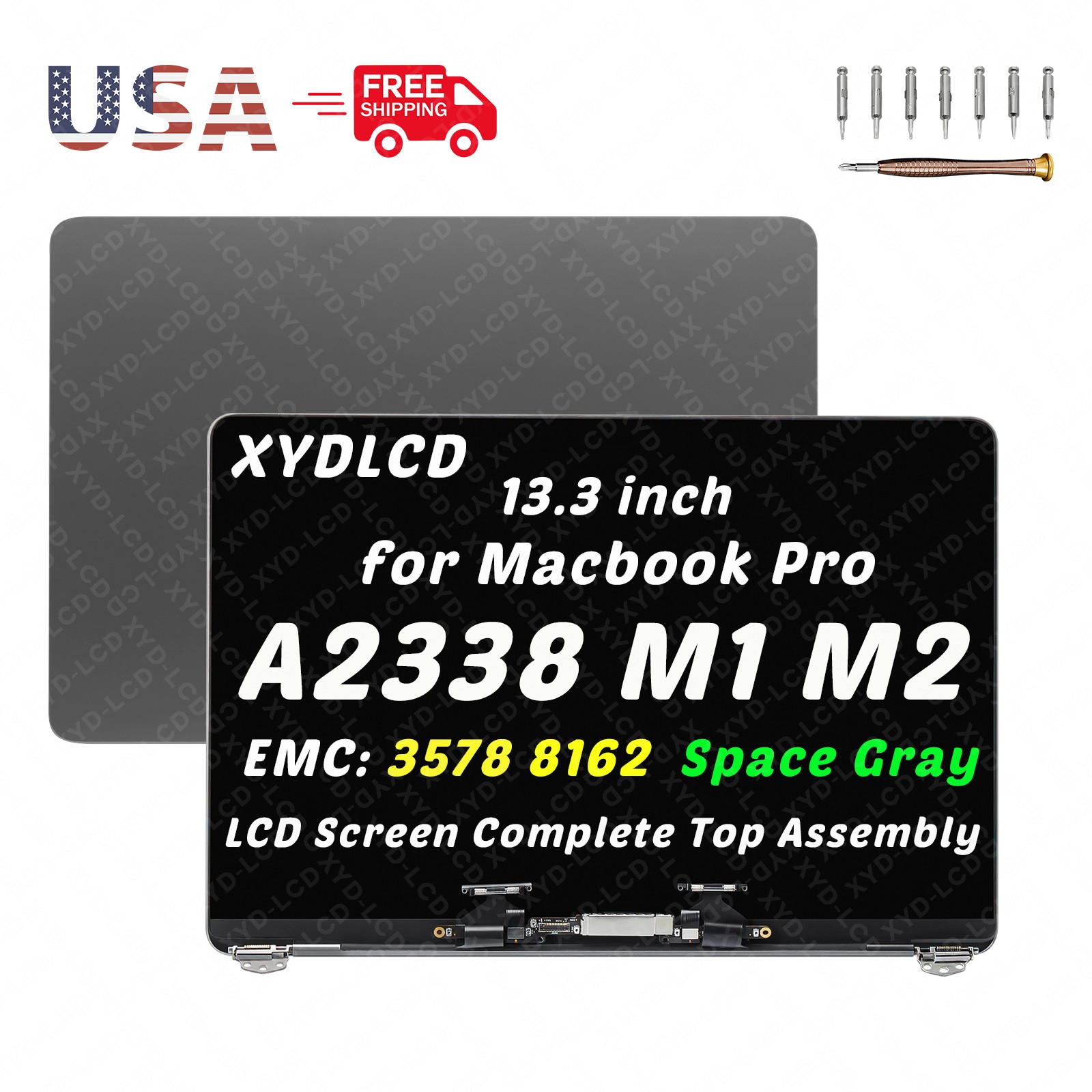 for MacBook Pro A2338 M2 2022 EMC 8162 LCD Display Screen Assembly Silver Gray