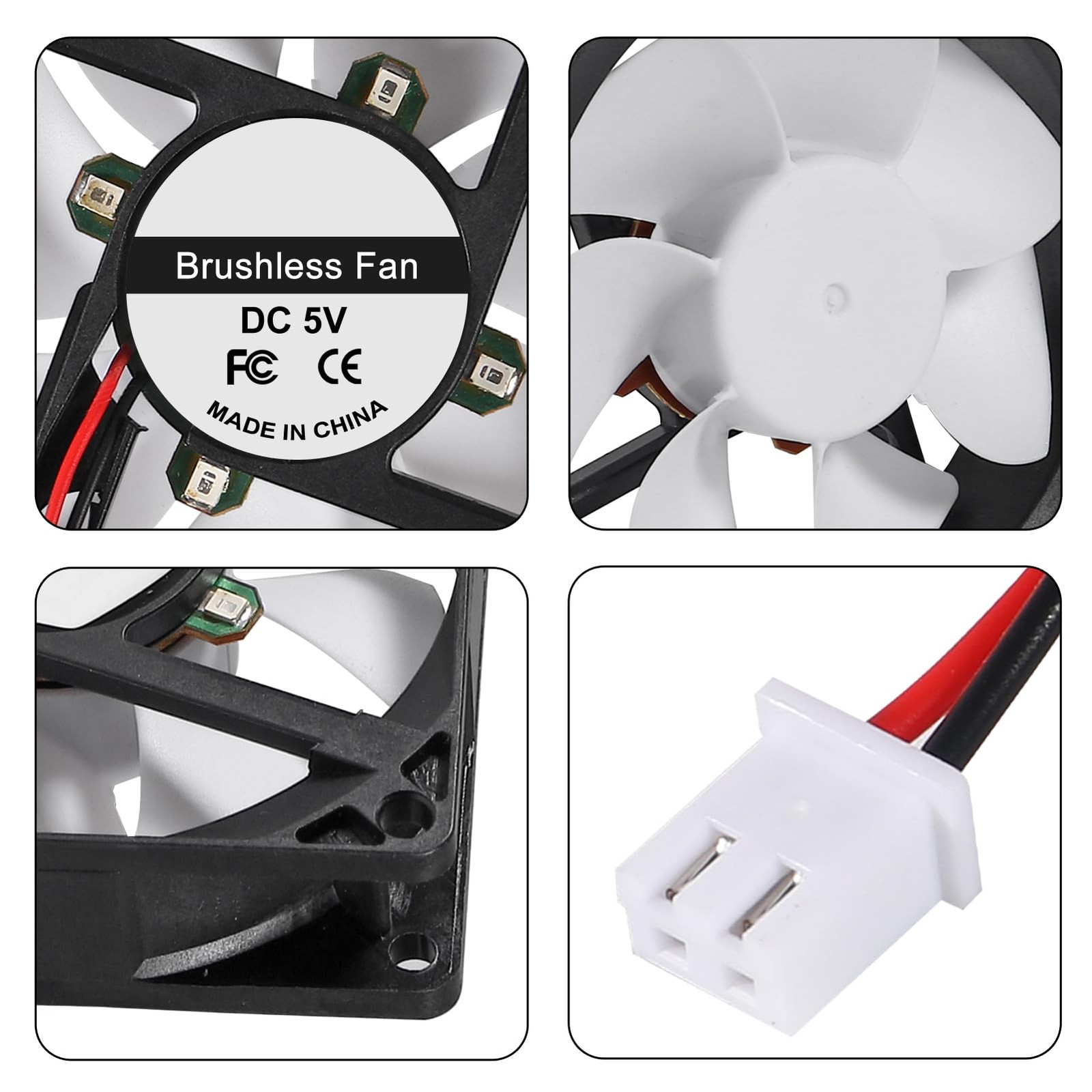 DORHEA 2Pcs 80mm/3.15inch for DC Fan 5V Computer Case 2pcs 5v 2pin