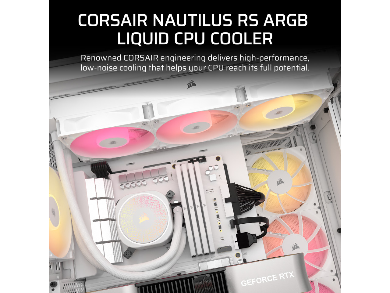 CORSAIR NAUTILUS 360 RS ARGB Liquid CPU Cooler – White – RS120 ARGB Fans – Fits