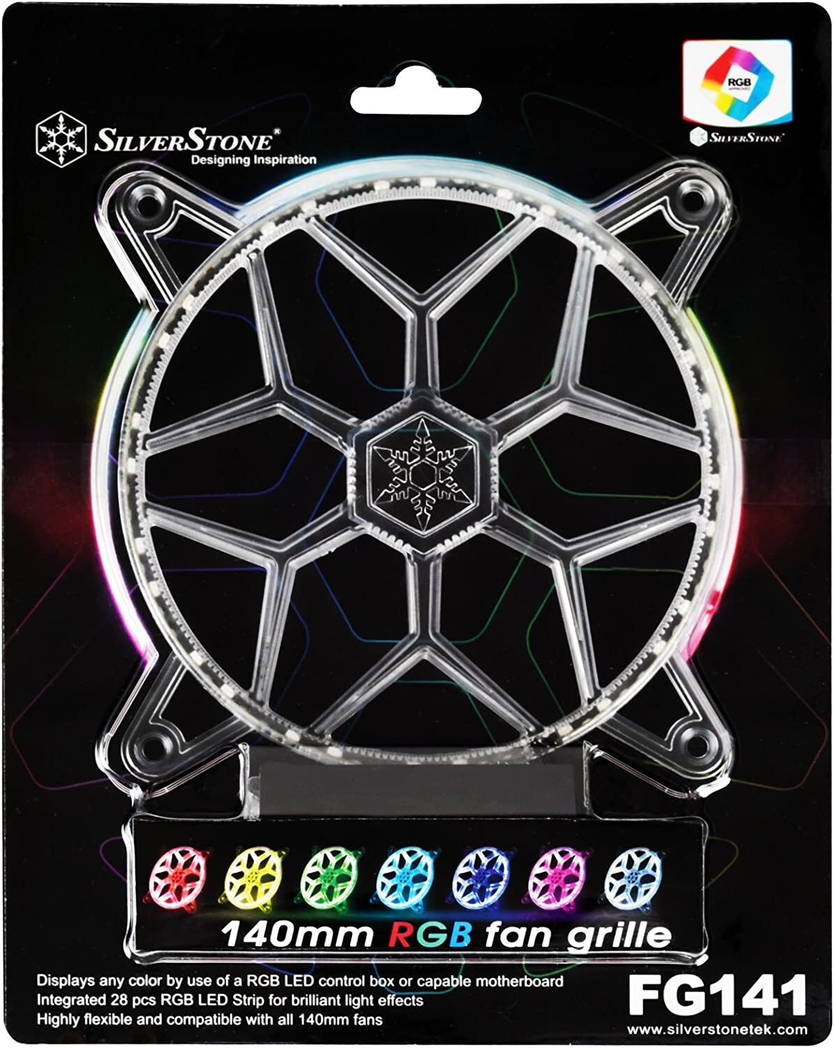 SilverStone Technology 140mm RGB LED Fan Guard / Grill for Desktop Computers