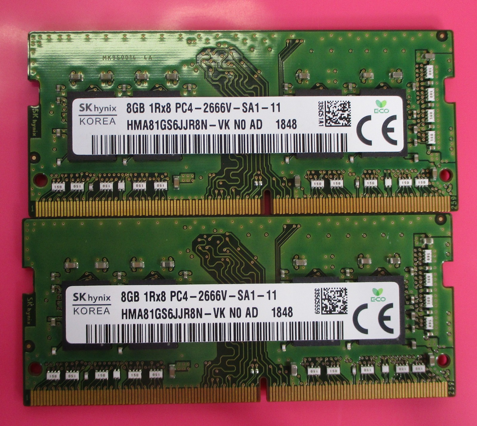 Lot of 2 – SK Hynix 8GB 1Rx8 PC4-2666V-SA1-11 Ram SO-DIMM