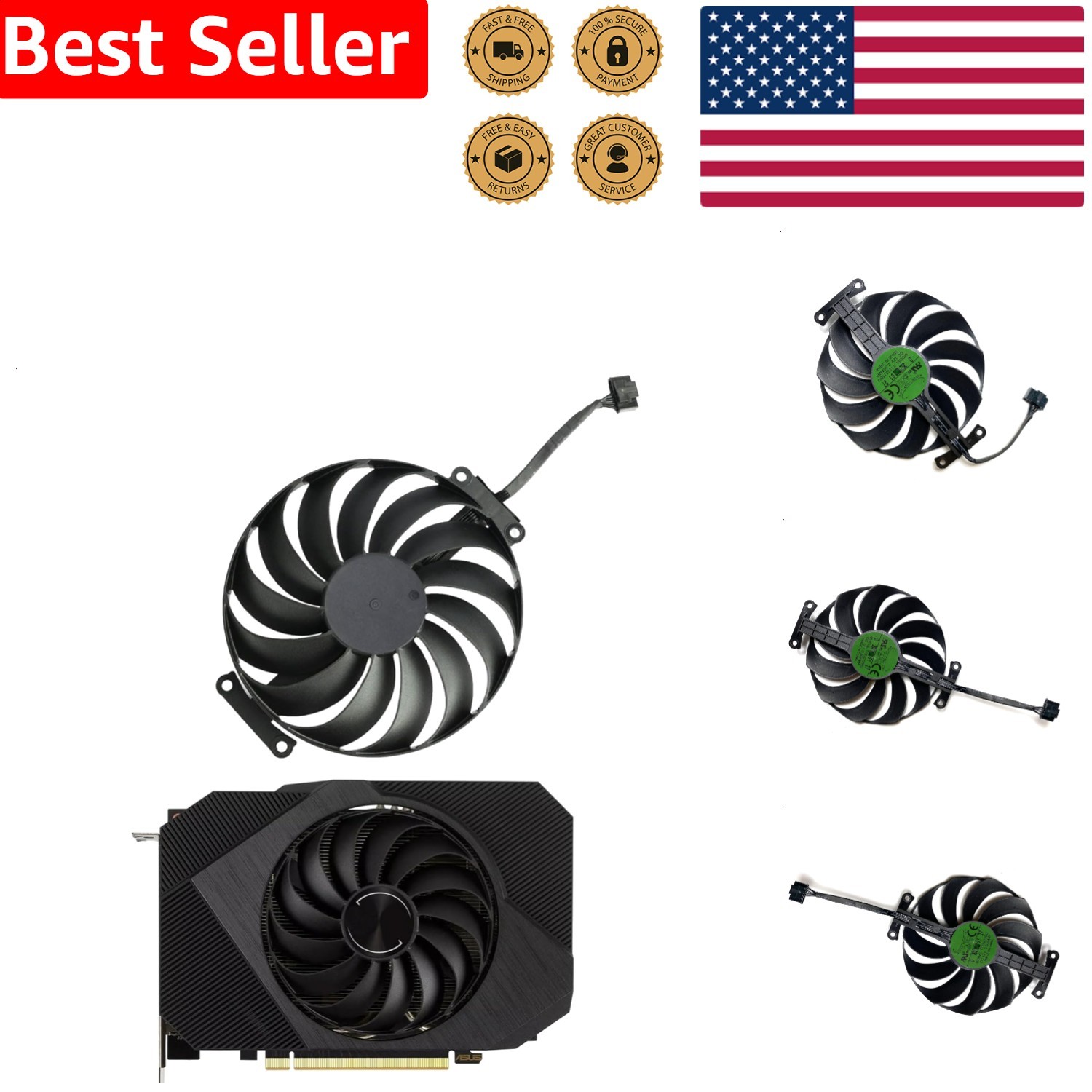 Replacement GPU Fan 95MM 6PIN CF1010U12D for ASUS Phoenix RTX 3060
