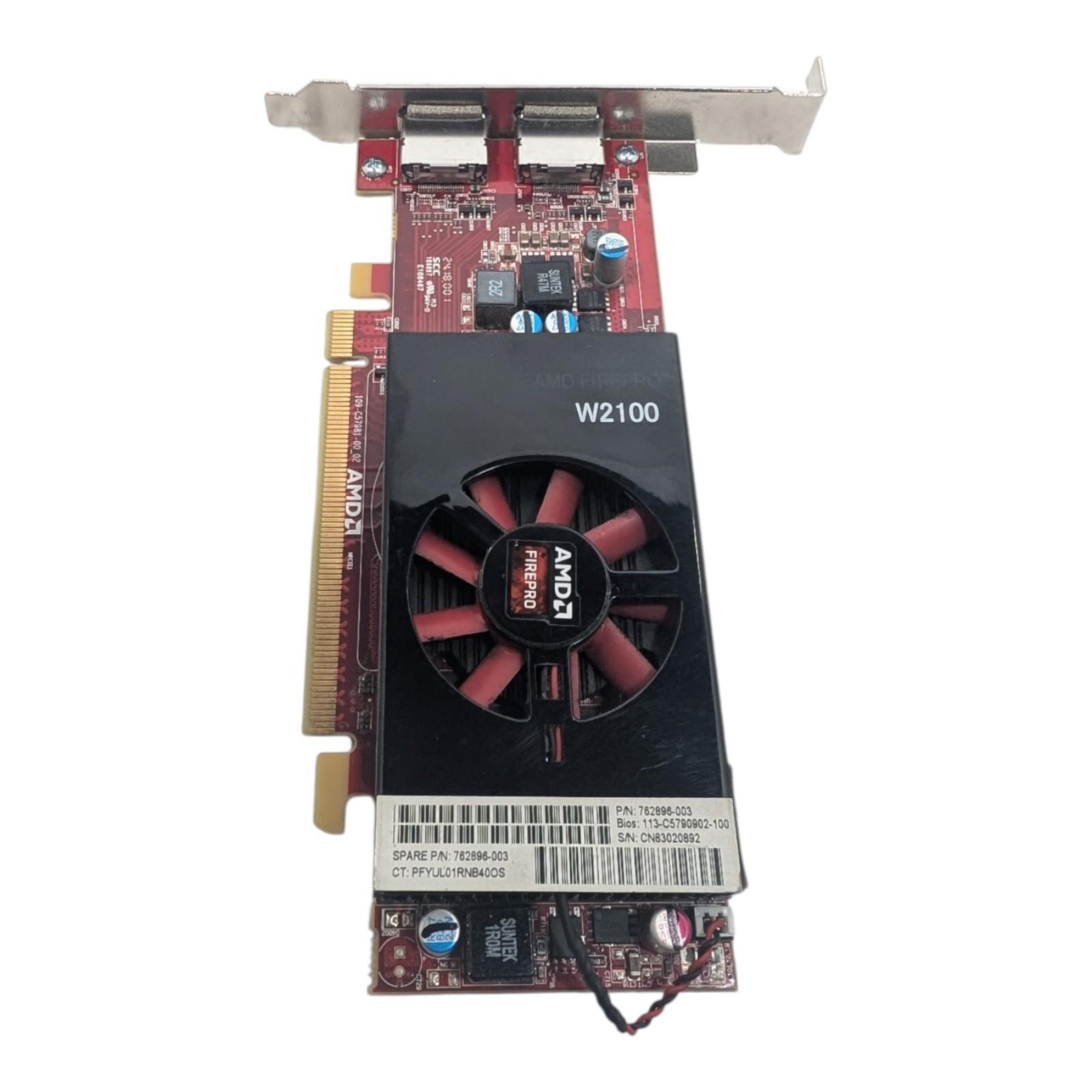 AMD FirePro W2100 2GB DDR3 PCIe Graphics Card 762896-001 Full Profile Dual DP
