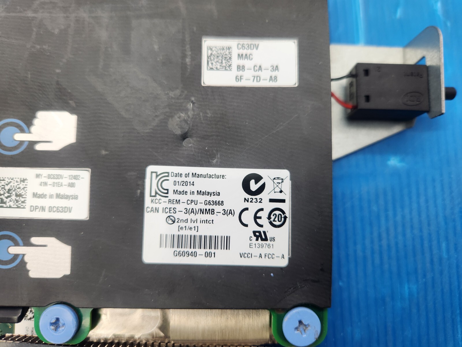 C63DV Dell Intel X520 2-Ports 10Gbps / I350 2-Ports 1Gbps Daughter Card 0C63DV