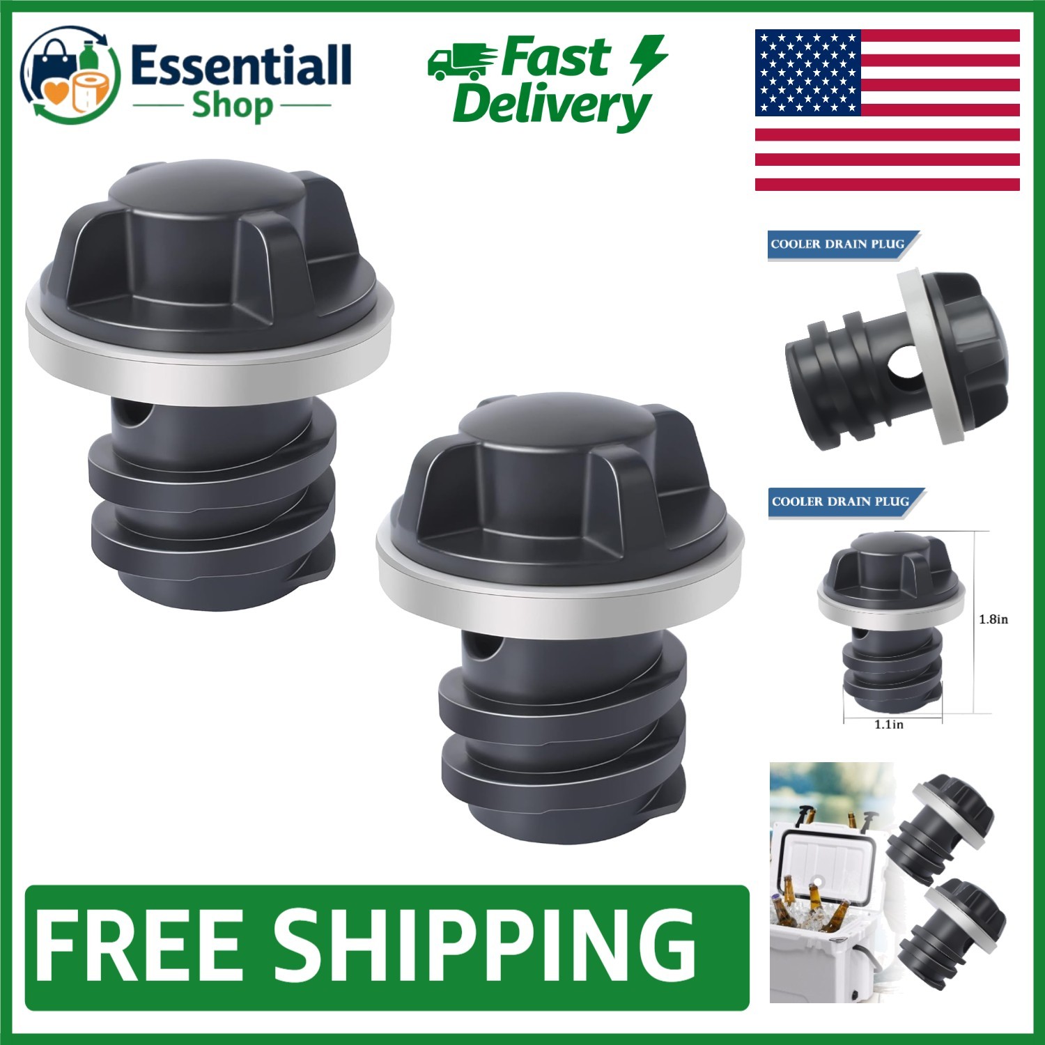 Universal Cooler Drain Plug Replacement – 2 Leak-Proof Accessories for Yeti/Rtic