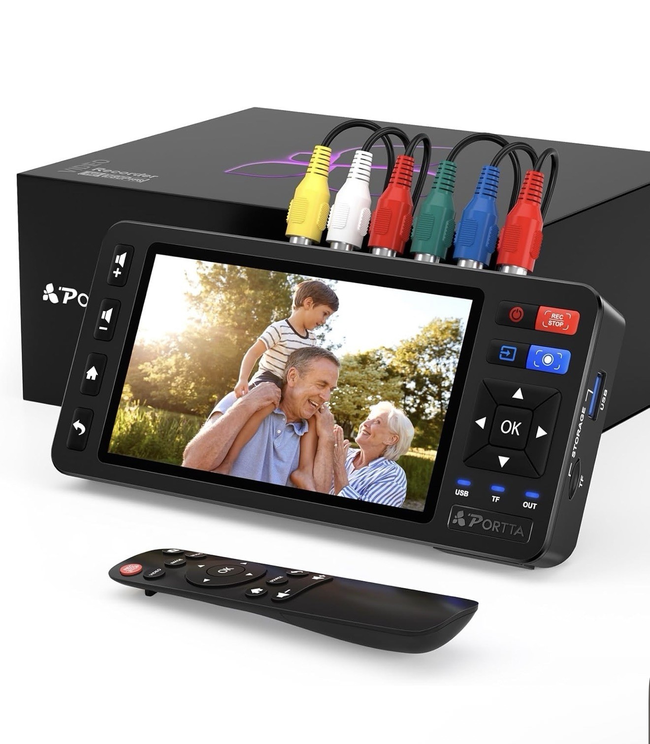 Portta VD22P VHS to Digital Converter with 5 HD Screen Video Capture Recorder US
