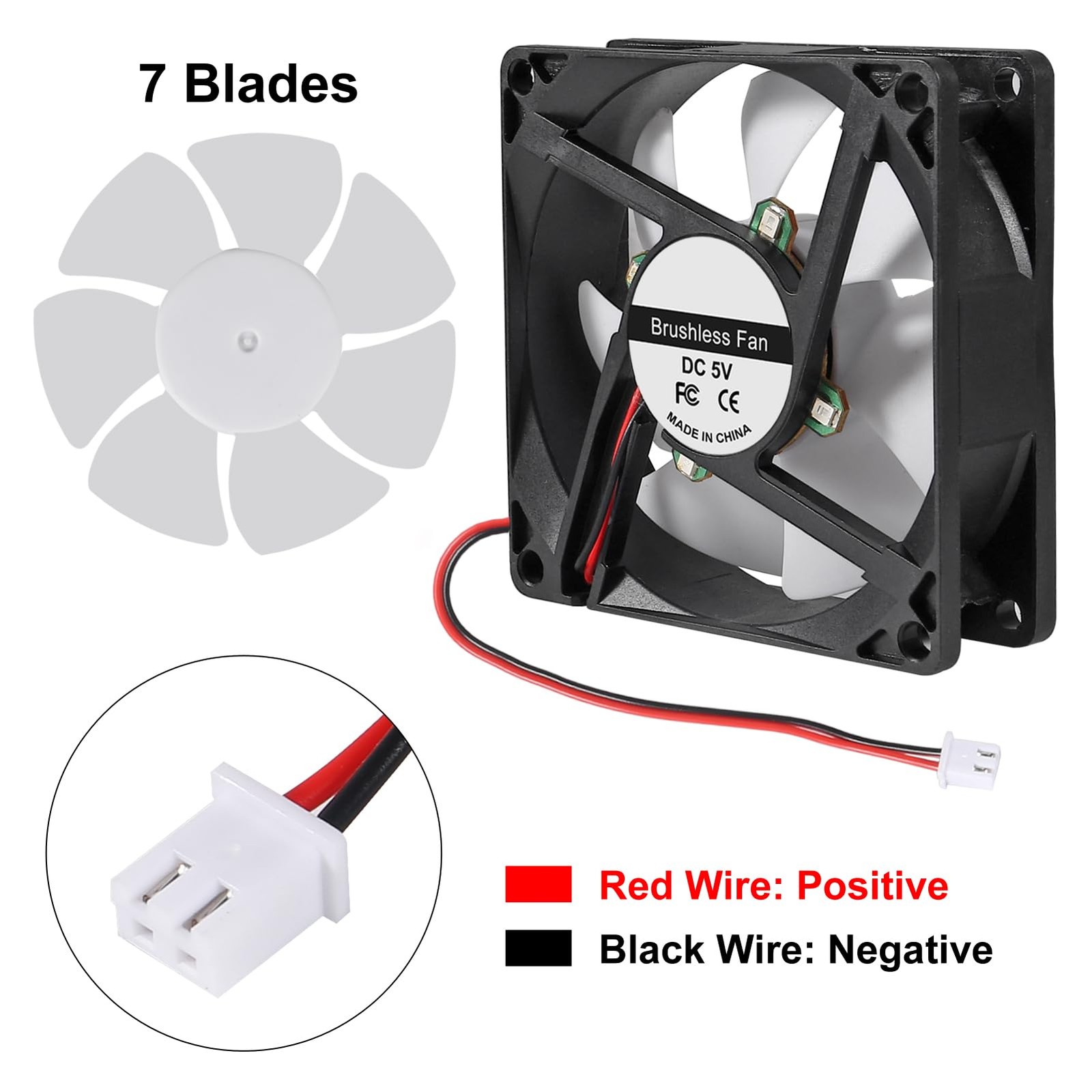 DORHEA 2Pcs 80mm/3.15inch for DC Fan 5V Computer Case 2pcs 5v 2pin