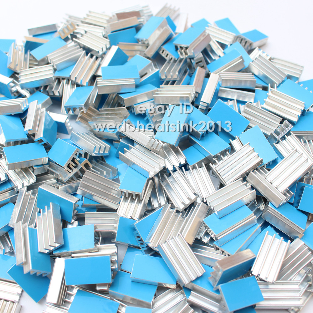 100pcs DIY 20*11*5mm Aluminum IC CHIPs Heatsink Cooler With Blue Thermal Tape