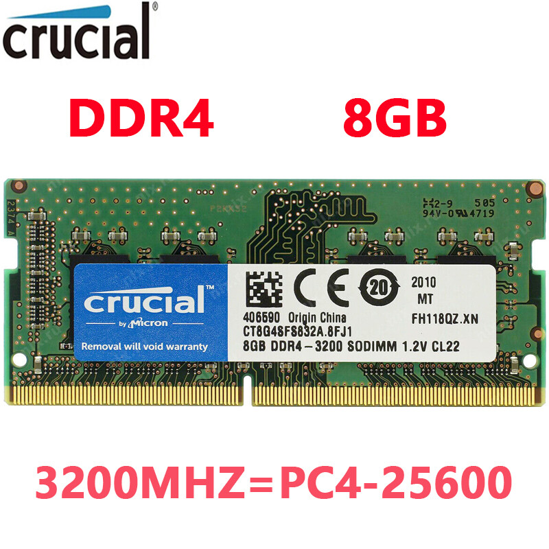 Crucial DDR4 8GB 1 x 8GB 3200 MHz PC4-25600 260-Pin SODIMM Notebook Memory RAM