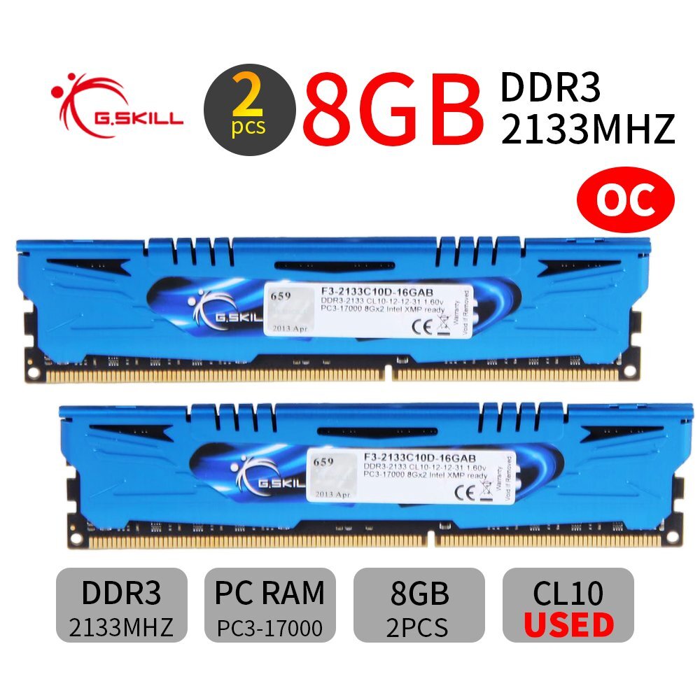 G.Skill Ares 16GB 2x 8GB DDR3 2133MHz OC PC3-17000 Overclocking Gaming PC Memory