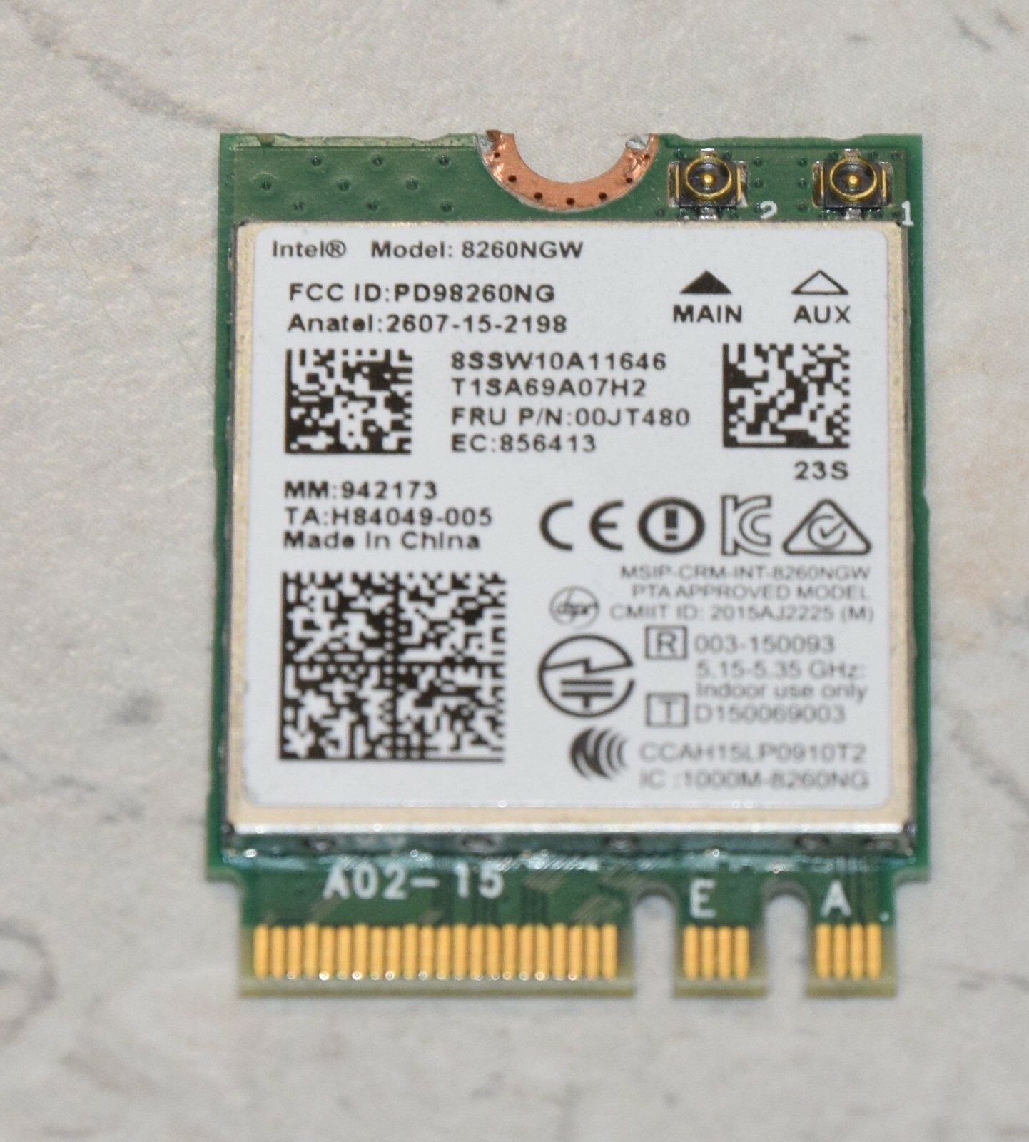 Lenovo ThinkCentre M600 Intel Dual Band Wireless-AC 8260 Card 8260NGW 00JT480