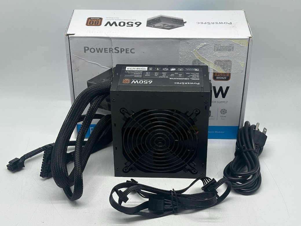PowerSpec CW 650 Watt 80 Plus Bronze ATX Semi-Modular Power Supply – Black
