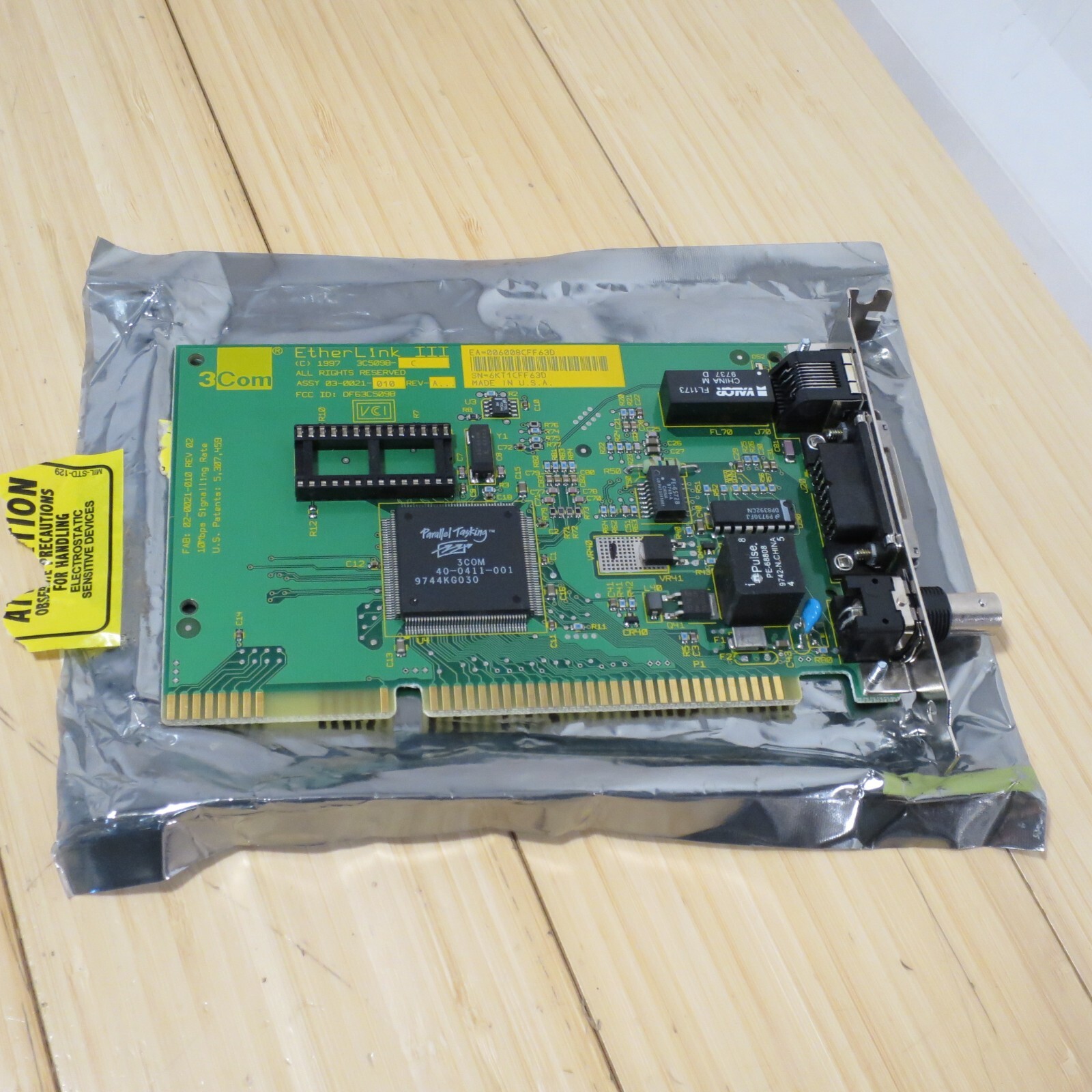 Network Card 3Com Etherlink III 3C509B-C Combo ISA RJ45 BNC 03-0021-010 REV A…