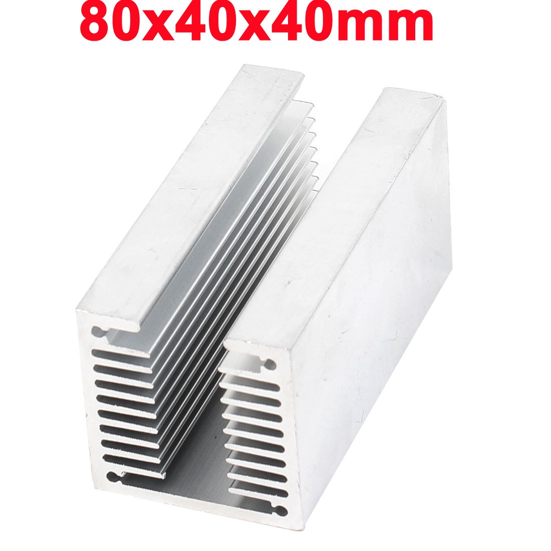 Metal U Slotted Aluminium Radiator Heatsink Heat Sink 80x40x40mm Silver Tone