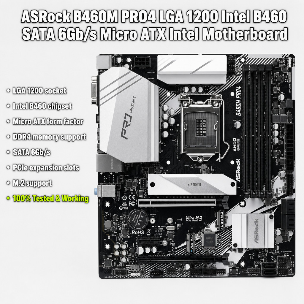 ASRock B460M PRO4 LGA 1200 Intel B460 SATA 6Gb/s Micro ATX Intel Motherboard