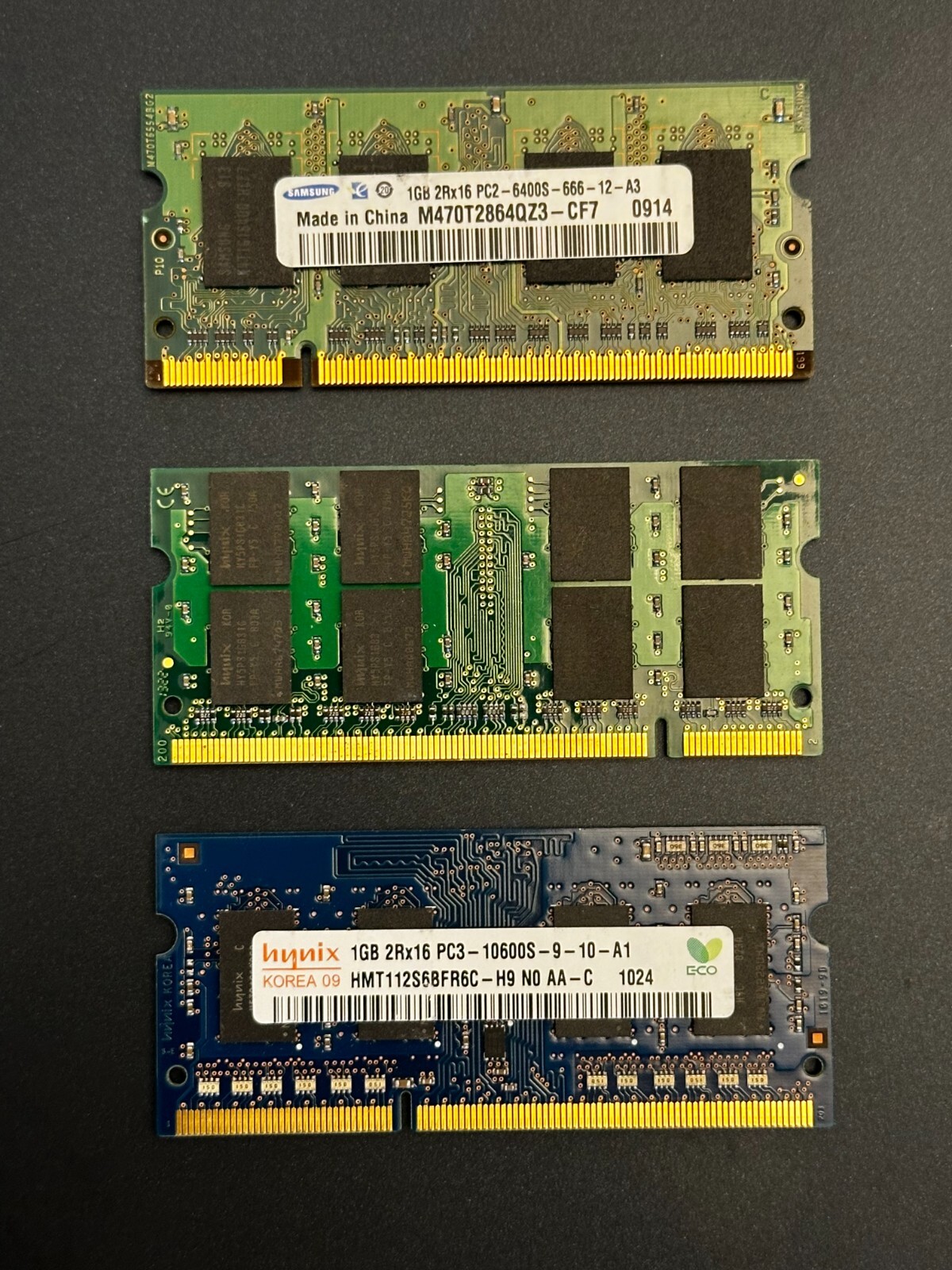 1GB DDR2 Laptop RAM 2Rx16 PC2-6400S 666 & 800 Mixed Major Brands