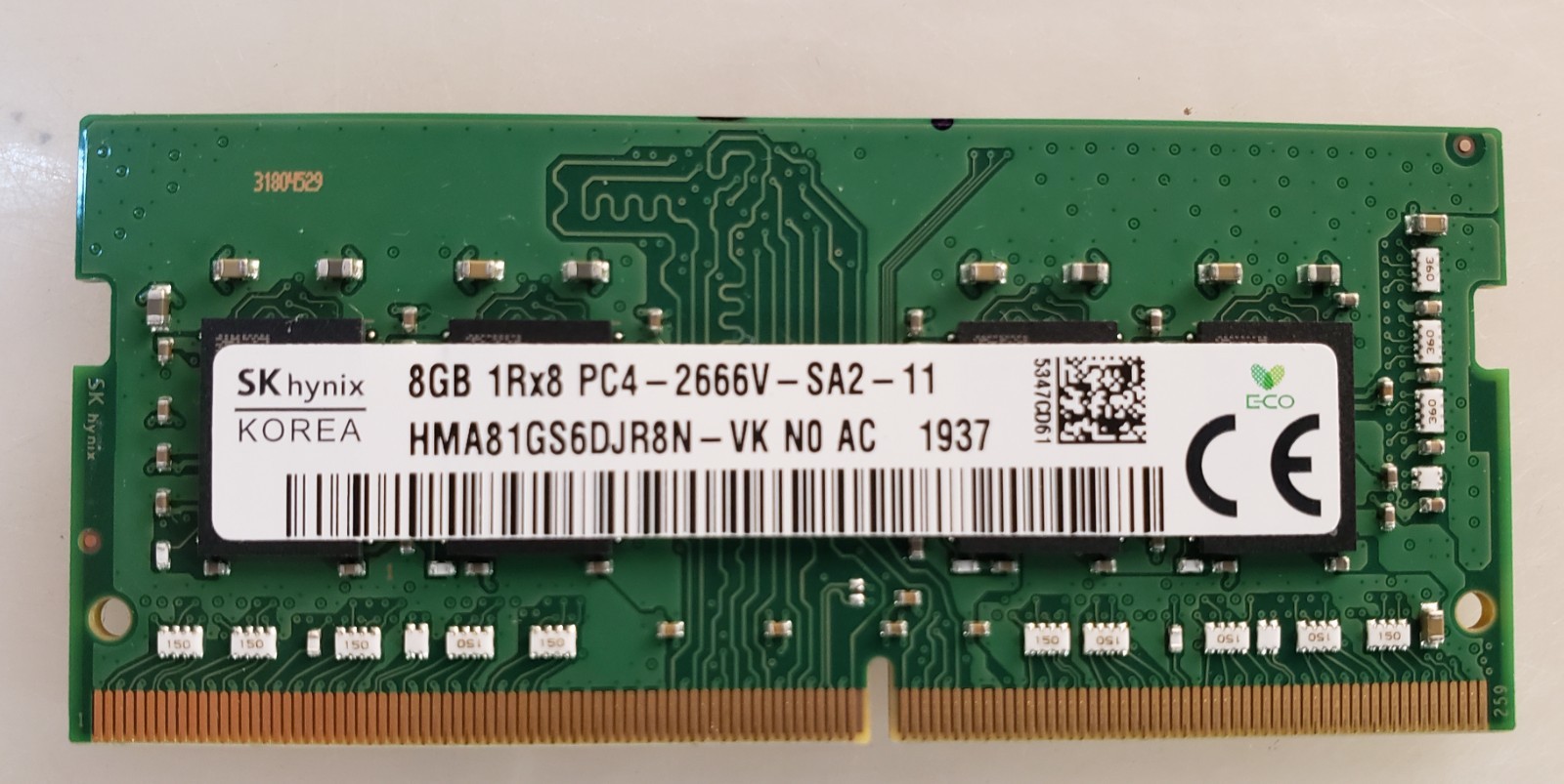 SK HYNIX 8GB 1RX8 PC4-2666V-SA2-11 HMA81GS6DJR8N-VK N0 Memory RAM