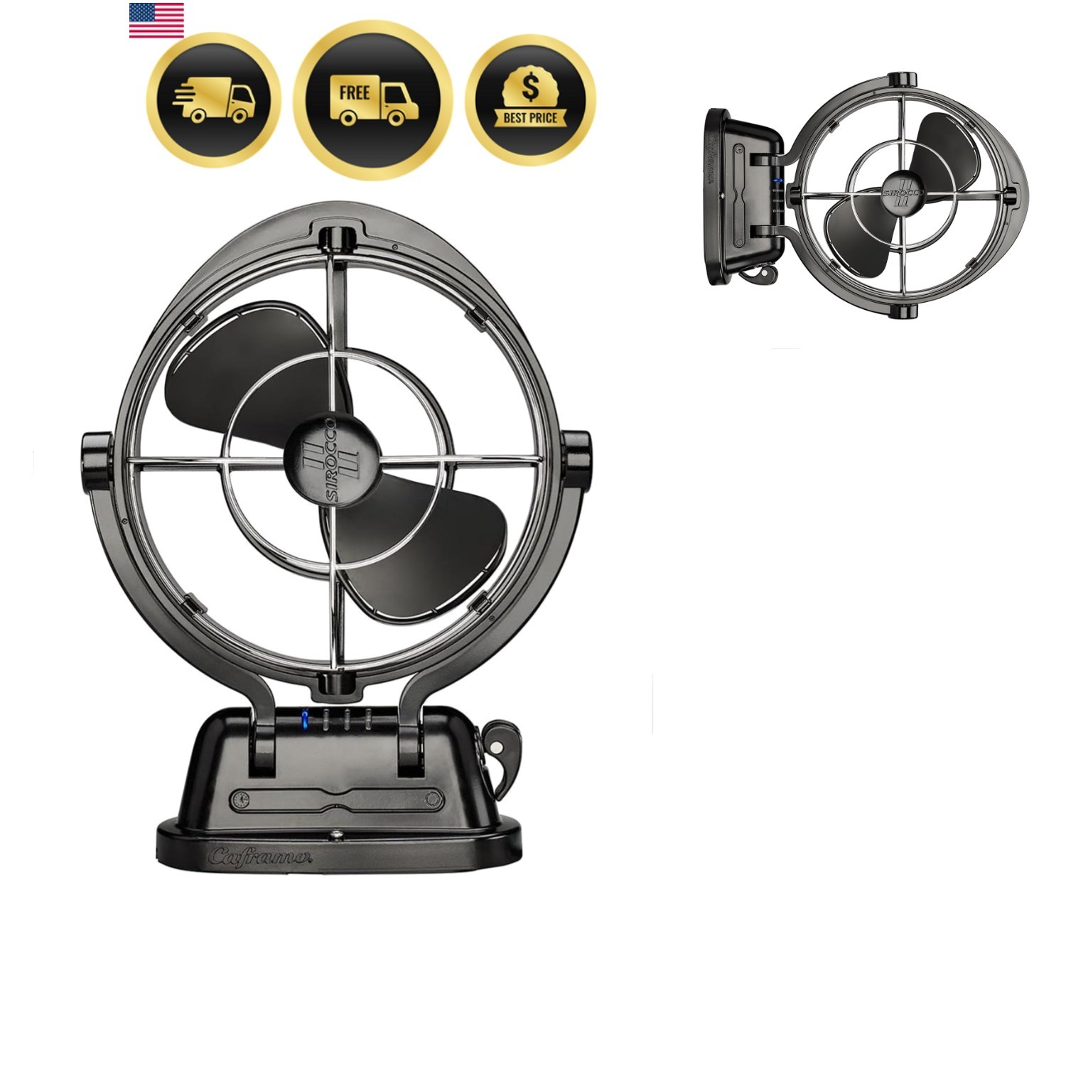 Sirocco II Fan from by Caframo. 12V/24V Auto-Sensing DC, Omnidirectional Low-…