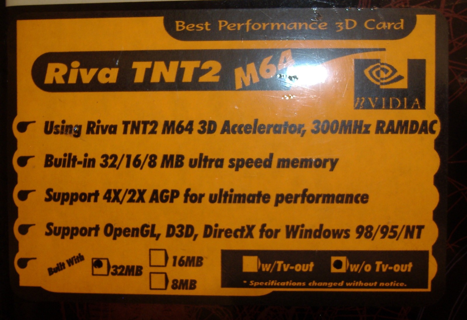 POWERCOLOR NVIDIA TNT2 M64 RIVA 32MB AGP VIDEO GRAPHICS CARD VINTAGE NEW IN BOX