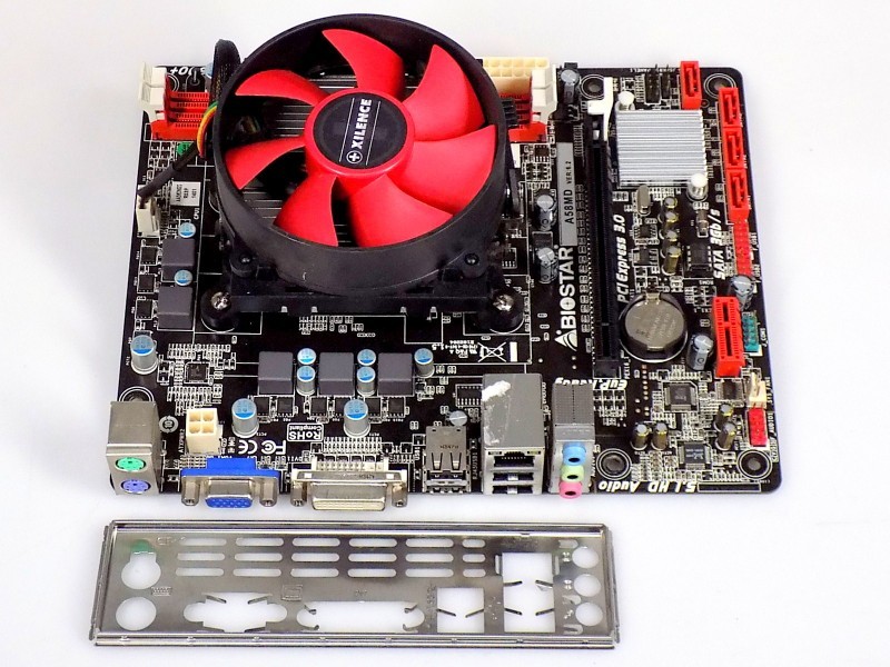 Biostar A58MD 6.2 + AMD A4-5300 3.4Ghz Motherboard CPU Fan Bezel Retro Bundle