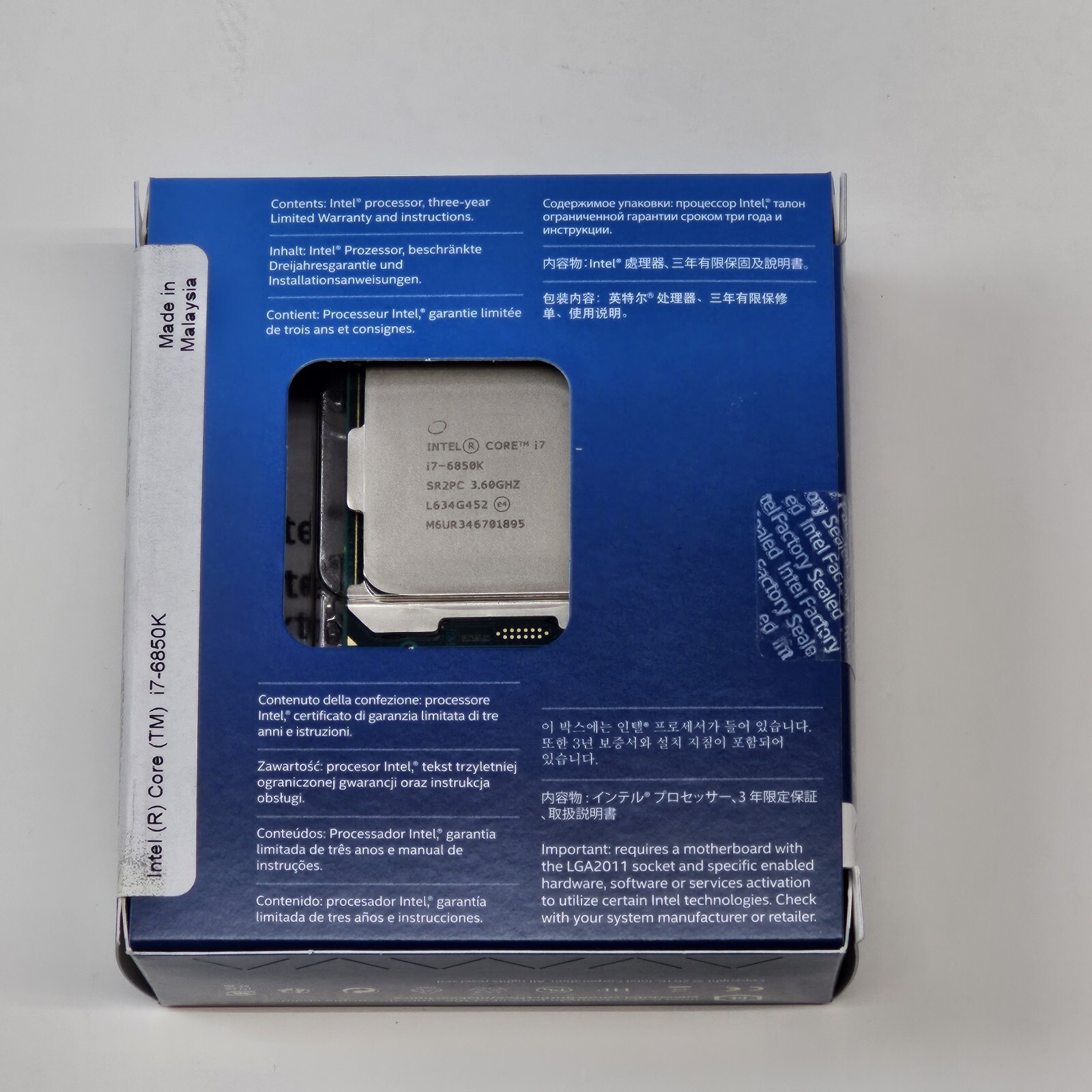 New Intel i7 6850K 3.6GHz 15MB Cache Six-Core CPU Processor SR2PC 140W LGA2011