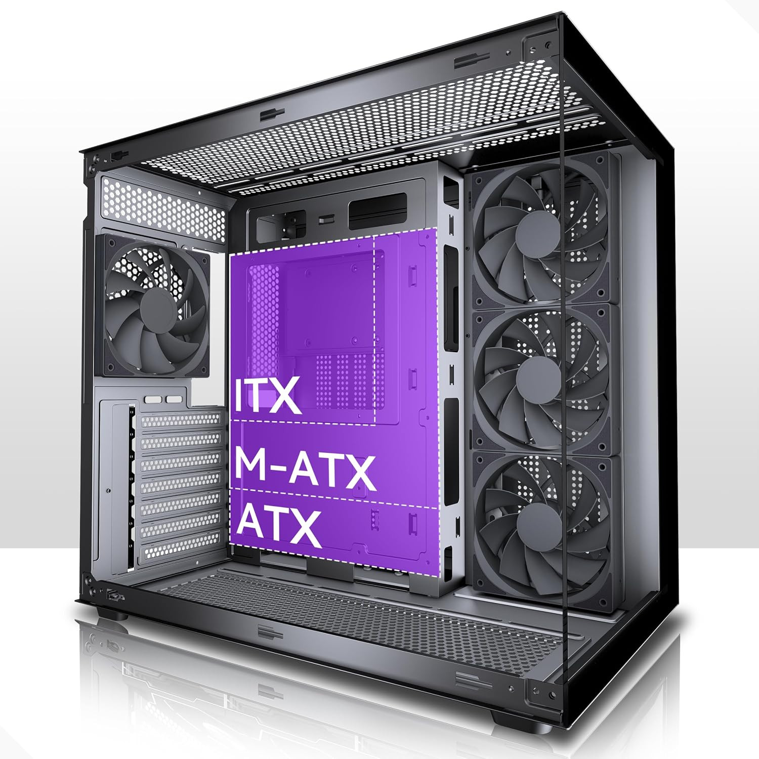 Y6 PC Case, Pre-Installed 4 Non-Led Fans, ATX Mid Tower Case, Computer Case with