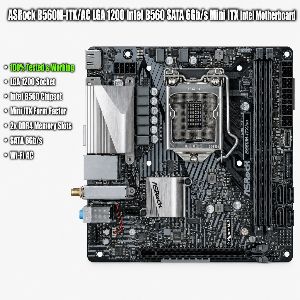 ASRock B560M-ITX/AC LGA 1200 Intel B560 SATA 6Gb/s Mini ITX Intel Motherboard