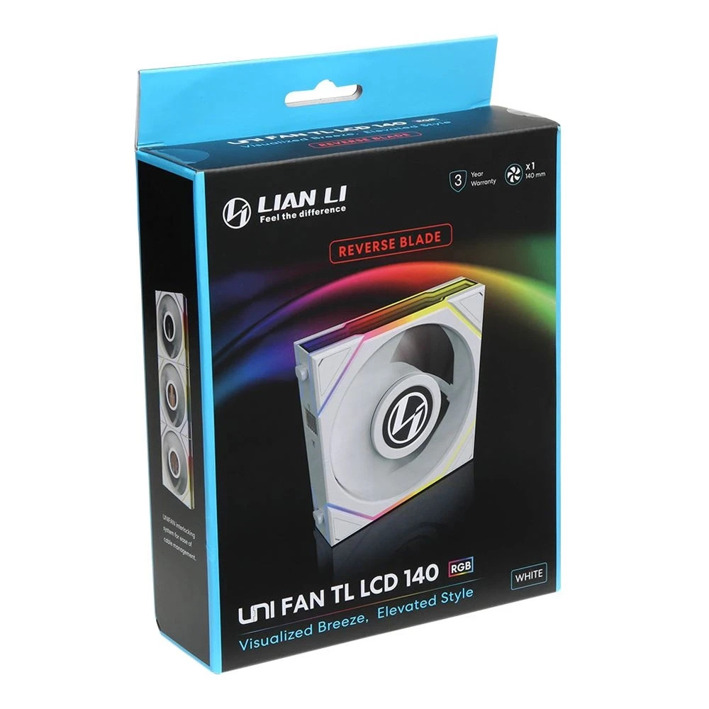 Uni Fan TL LCD 140 White Reversed Blade – Non-Wireless Single Pack