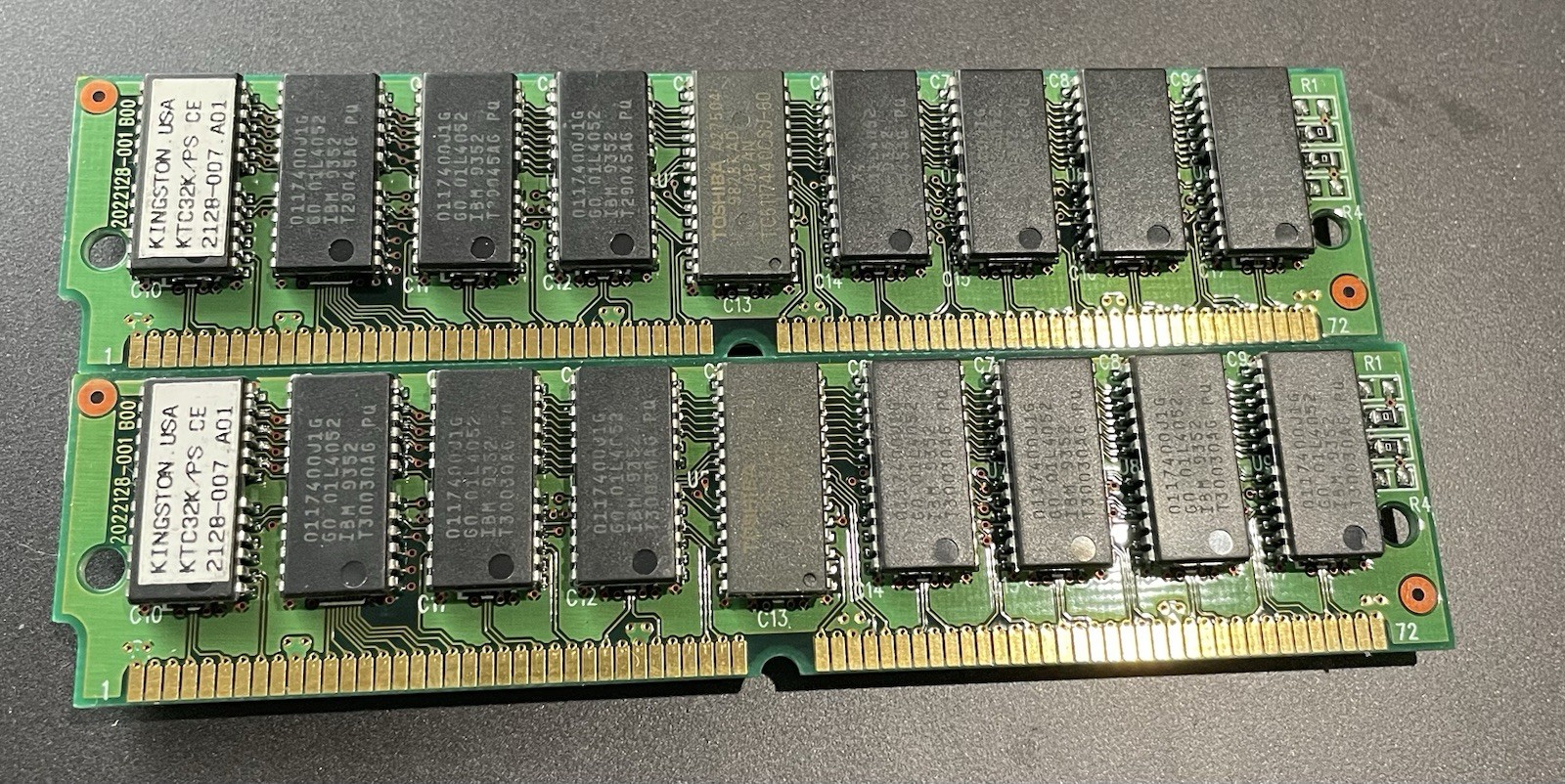 Lot of 2 Vintage Kingston KTC32K/PS CE 32MB 72PIN SIMM