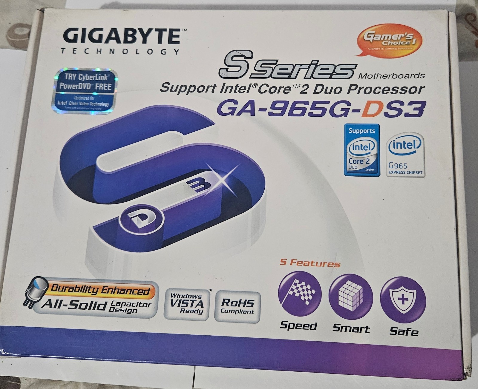 Gigabyte S series motherboard. Supports intel core 2 duo processors