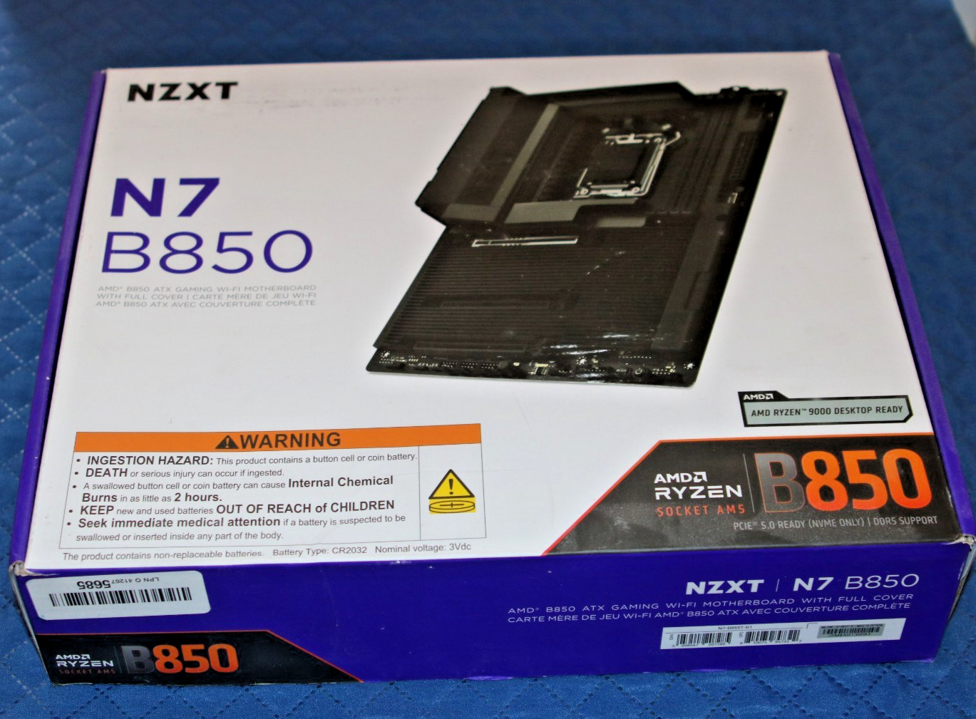 NZXT N7 B850 ATX Gaming Motherboard Black N7-B85XT-B1 #6675 – NEW – FAST SHIP!!