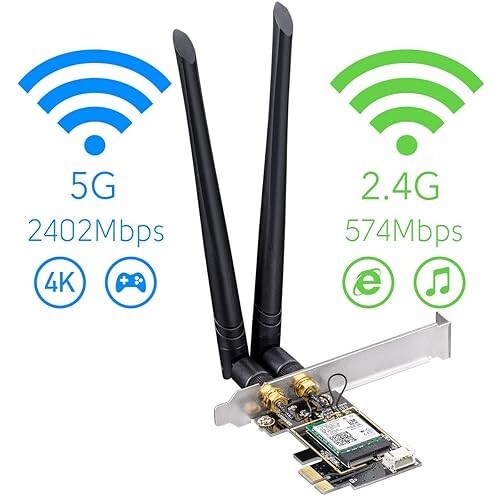 Wireless PCIe WiFi 6 Adapter Intel AX200 WiFi Bluetooth Card for Desktop Windows