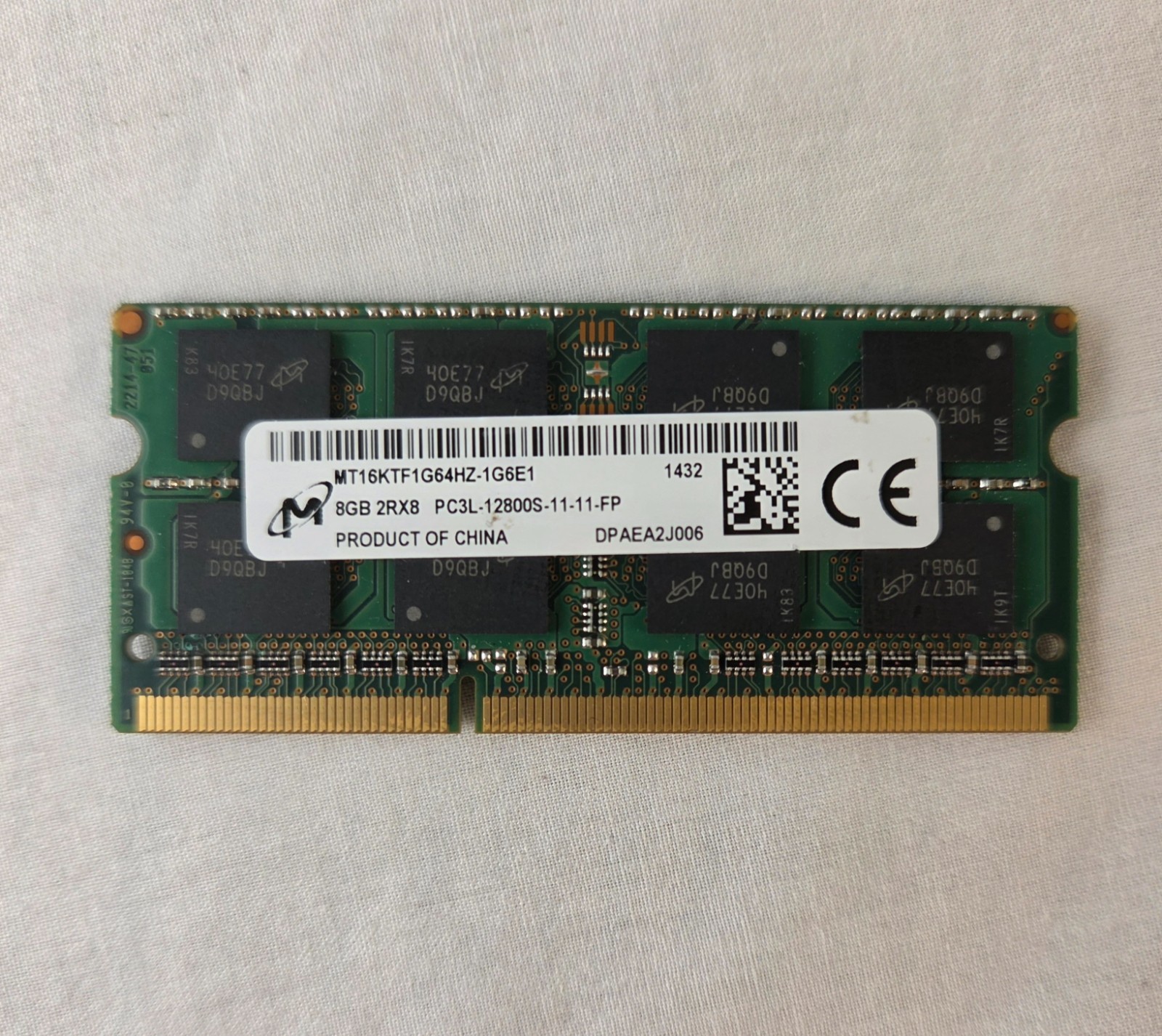 Micron 8GB DDR3 SDRAM SO-DIMM PC3L-12800S 204-Pin MT16KTF1G64HZ-1G6E1