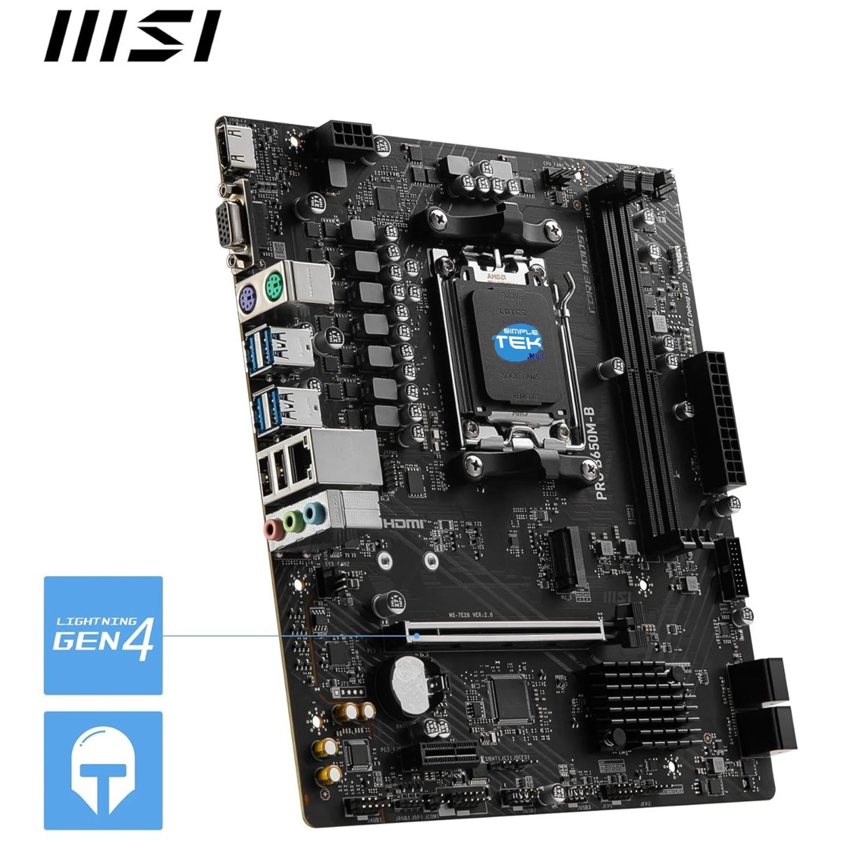 MSI Pro B650M-B MicroATX Motherboard 2x DDR5 DIMM M.2 Gen4 NVMe PCIe 4.0 X16