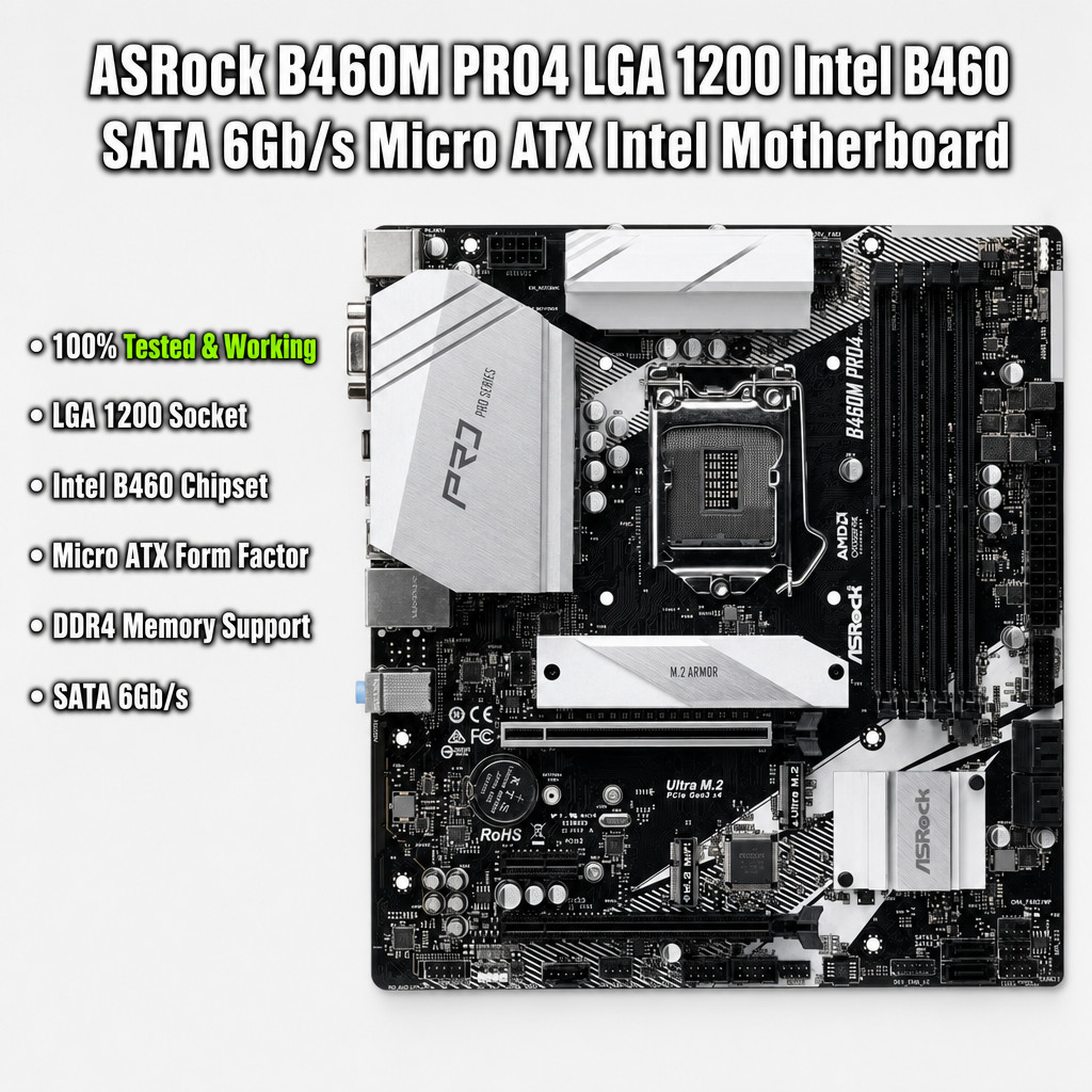 ASRock B460M PRO4 LGA 1200 Intel B460 SATA 6Gb/s Micro ATX Intel Motherboard