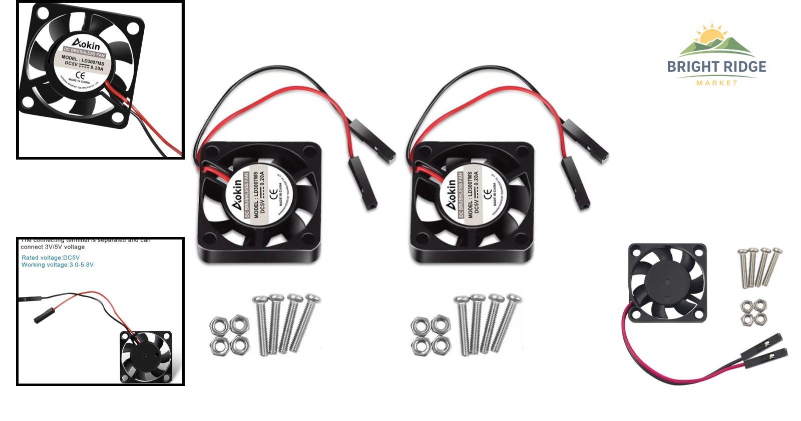 2Pcs 30mm Cooling Fan for Raspberry Pi, Low Noise and High Speed Performance