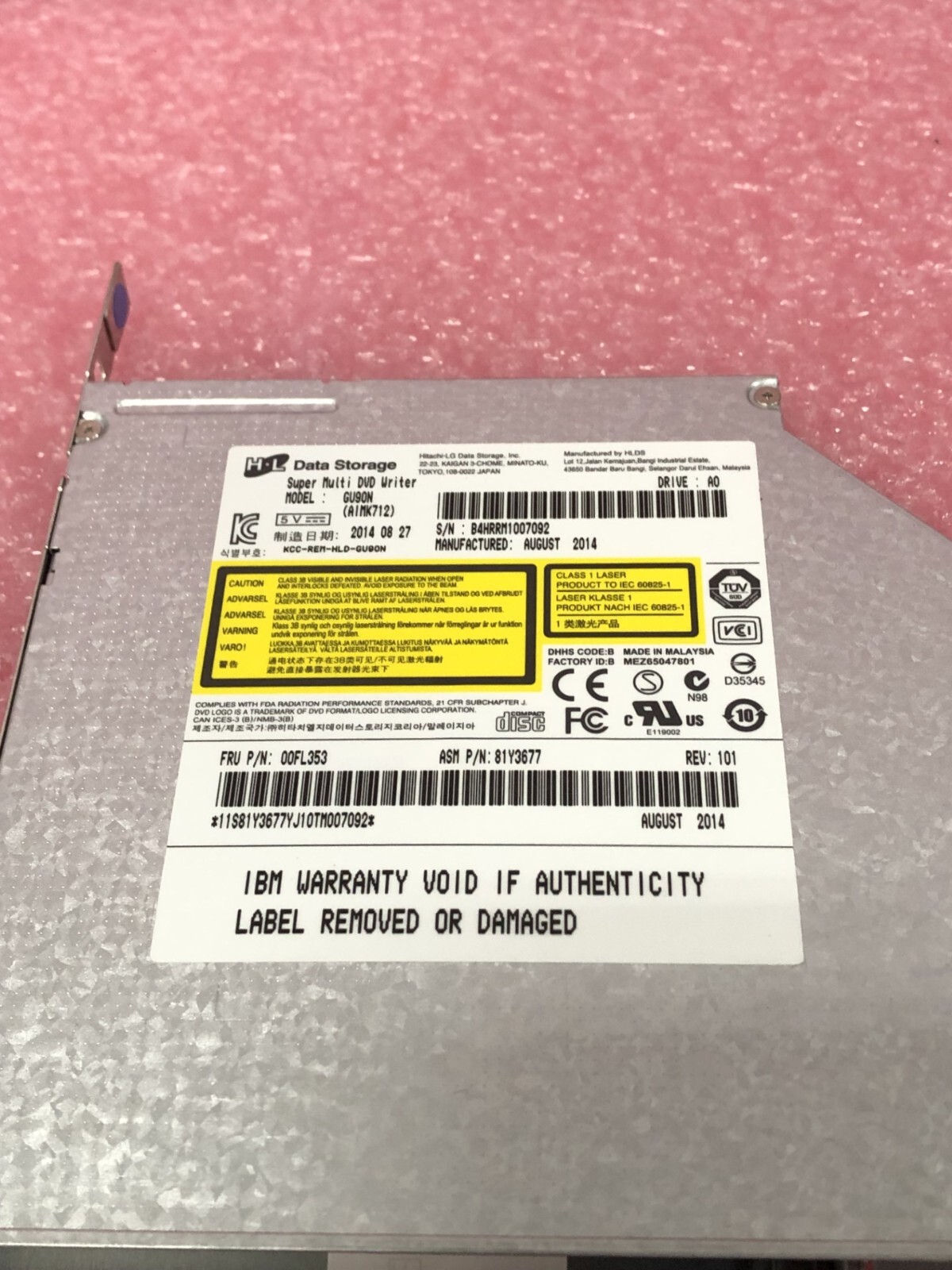 Lenovo 00AM067 9.5mm Ultra-Slim SATA Multi-Burner FRU 00FL353