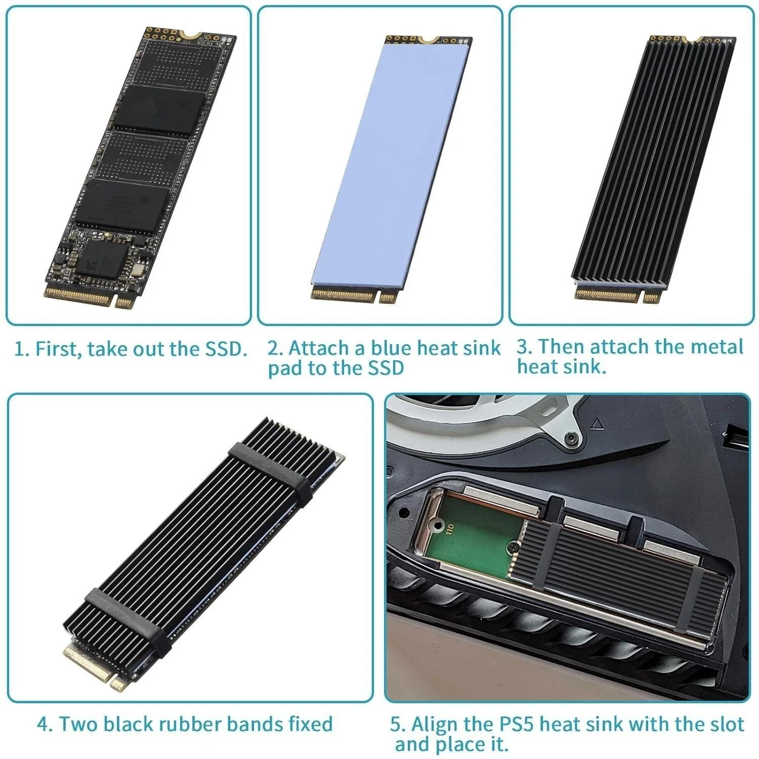 4 Pcs M.2 NGFF NVMe 2280 PCIE SSD Aluminum Cooling Heat Sink With Thermal Pad