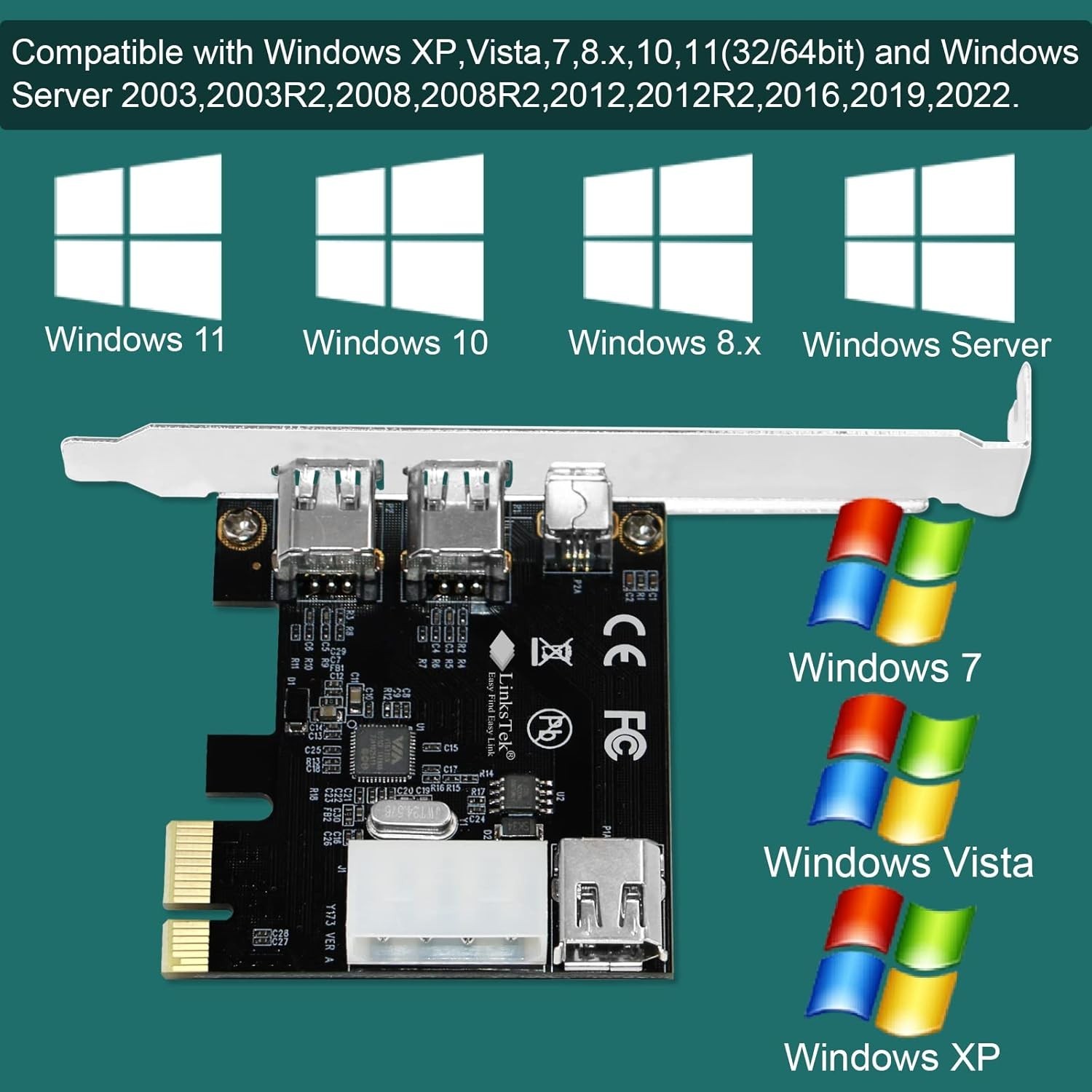 FireWire 400 Expansion Card for Windows PCs – 4 Ports 1394A