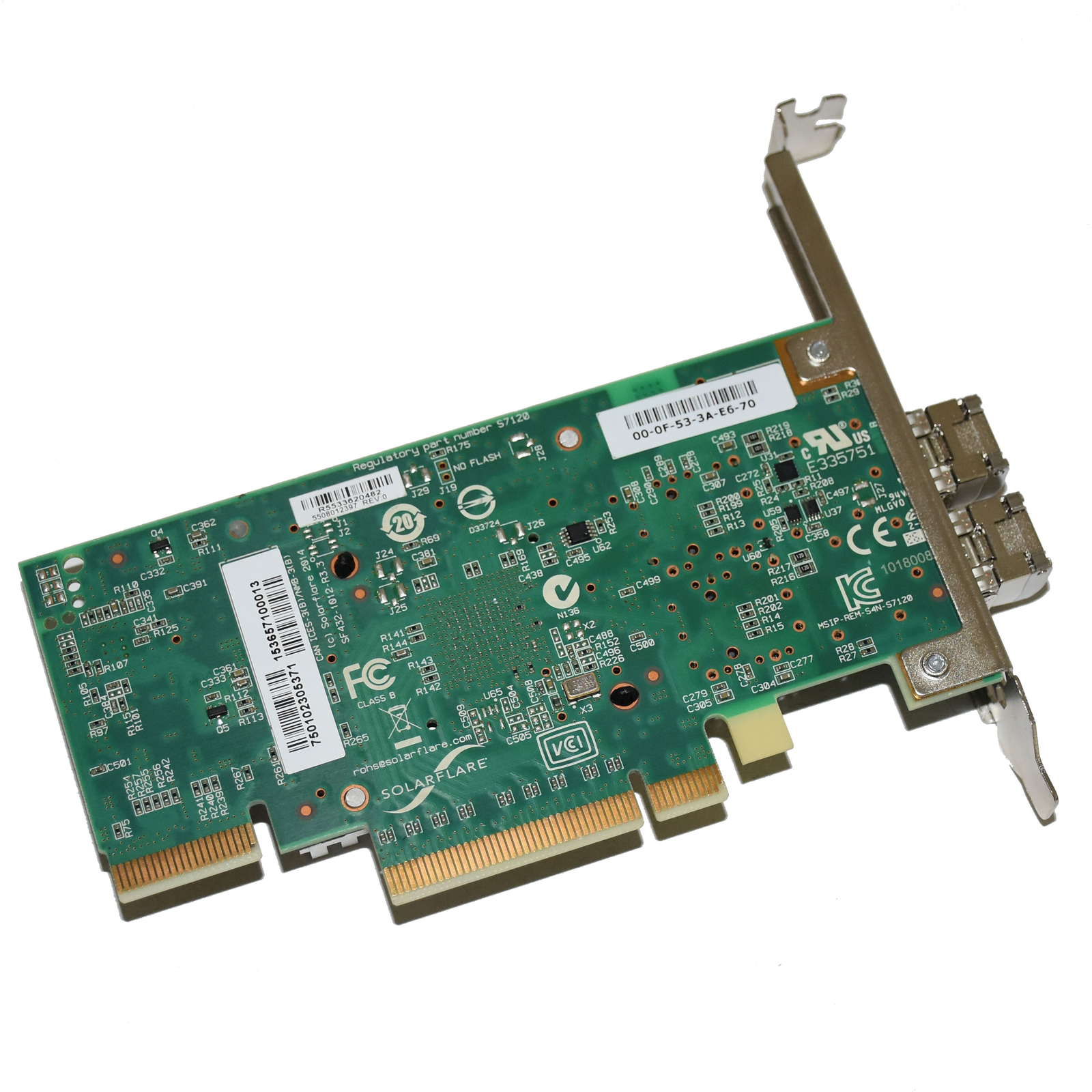SolarFlare SFN7022F 10Gbps Dual-Port SFP+ PCIe Network Adapter High Profile