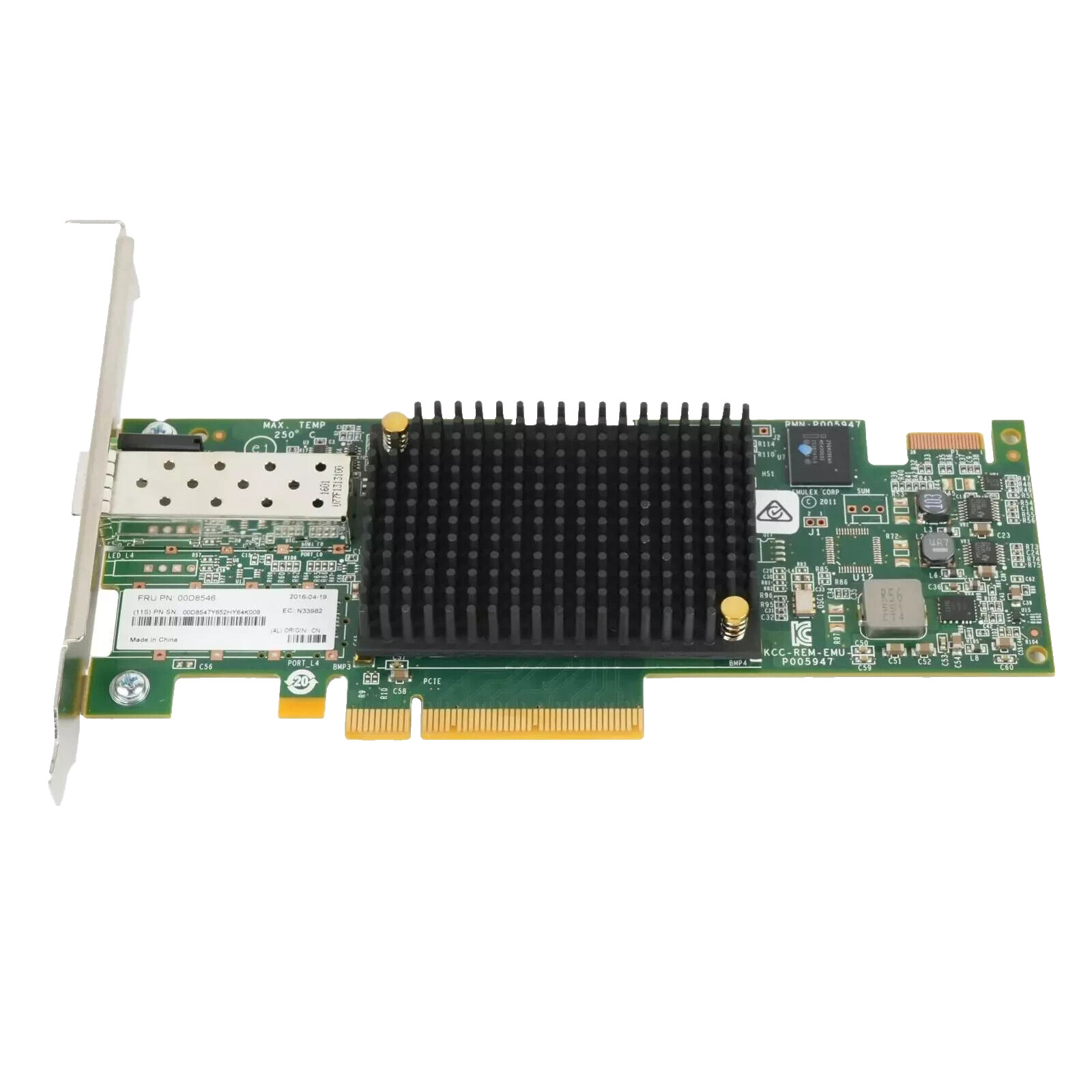 Lenovo Emulex 16GB/s 1-Port Fibre Channel PCIe 2.0 X8 HBA 00D8546 (1xSFP)