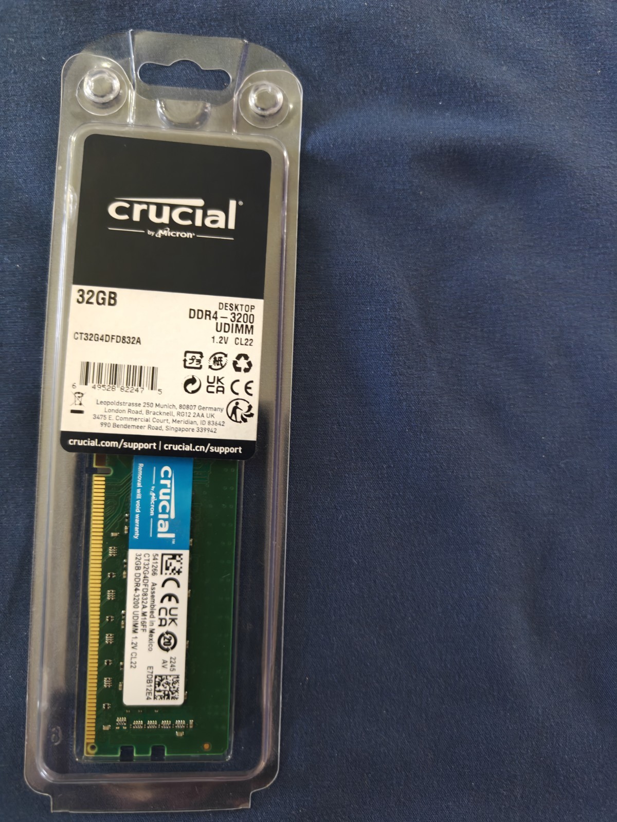 Crucial Desktop Ram 32GB DDR4 SDRAM UDIMM (1x32GB) 3200MHz (CT32G4DFD832A)
