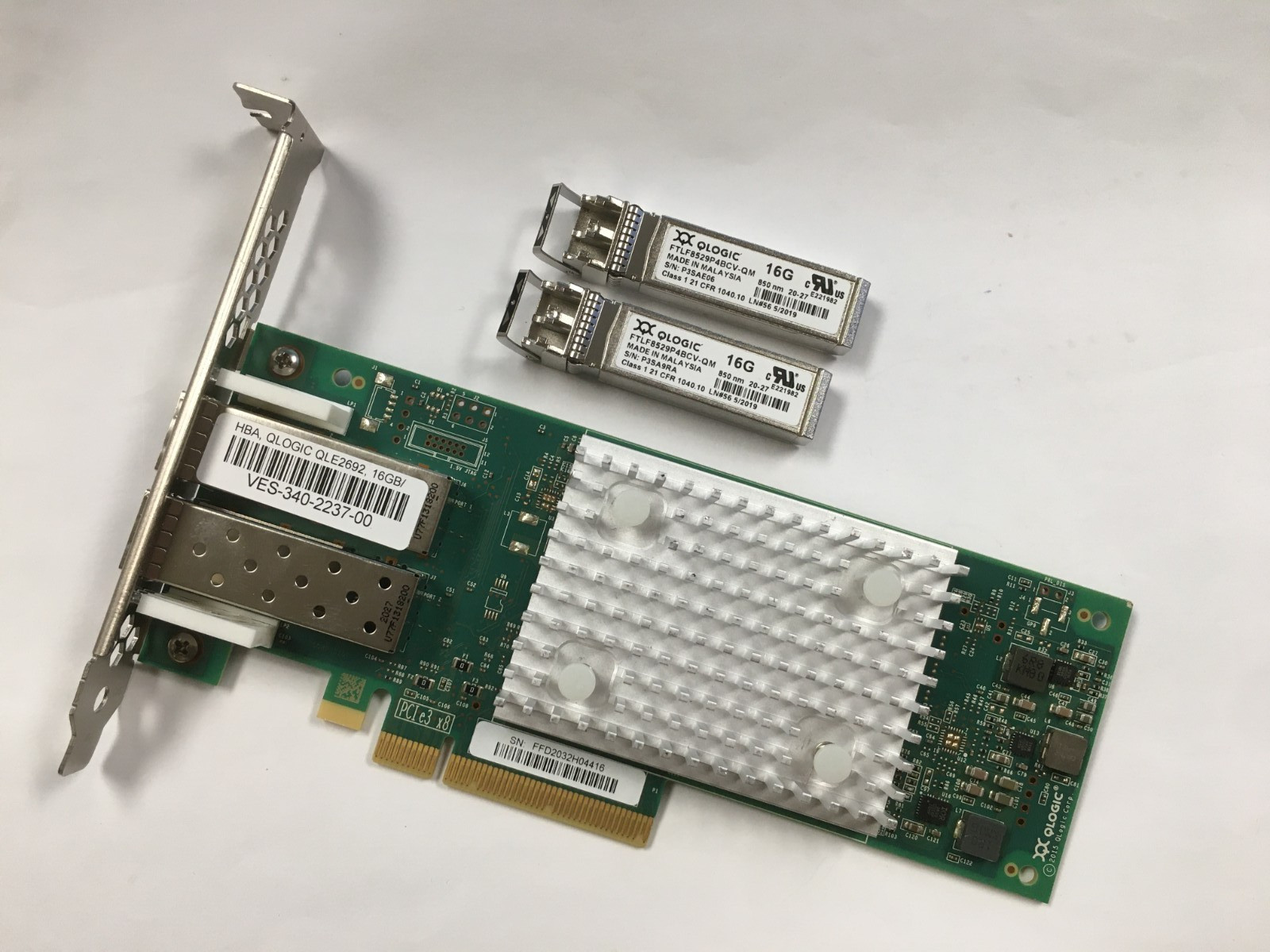 QLOGIC QLE2692-SR 2-Port 16Gb PCIe Hot Bus Adapter W/ SFPs (High Profile)