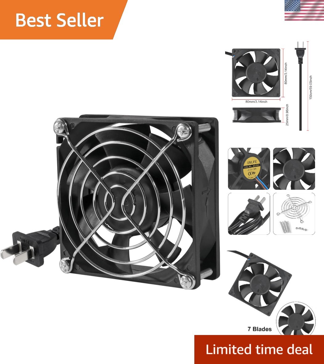 EC Cooling Fan 80Mm X 80Mm X 25Mm AC 110V 115V 120V 220V 240V Dual Ball Bearing