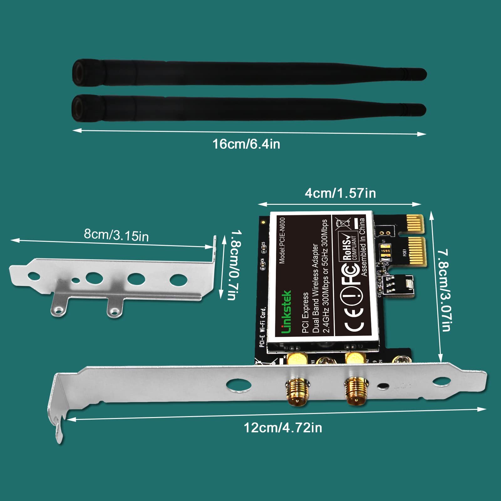 Wireless N 600mbps 2.4ghz 300mbps And 5ghz 300mbps Pcie Wifi Adapter Pcie Wifi